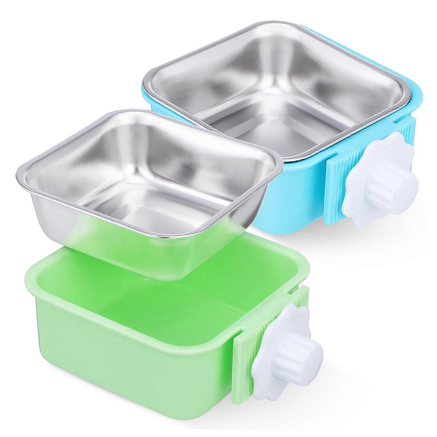 2 Hanging Cat Food and Water Bowls Detachable, SpaceSaving for Dog Crates and Cages, Stylish Design
