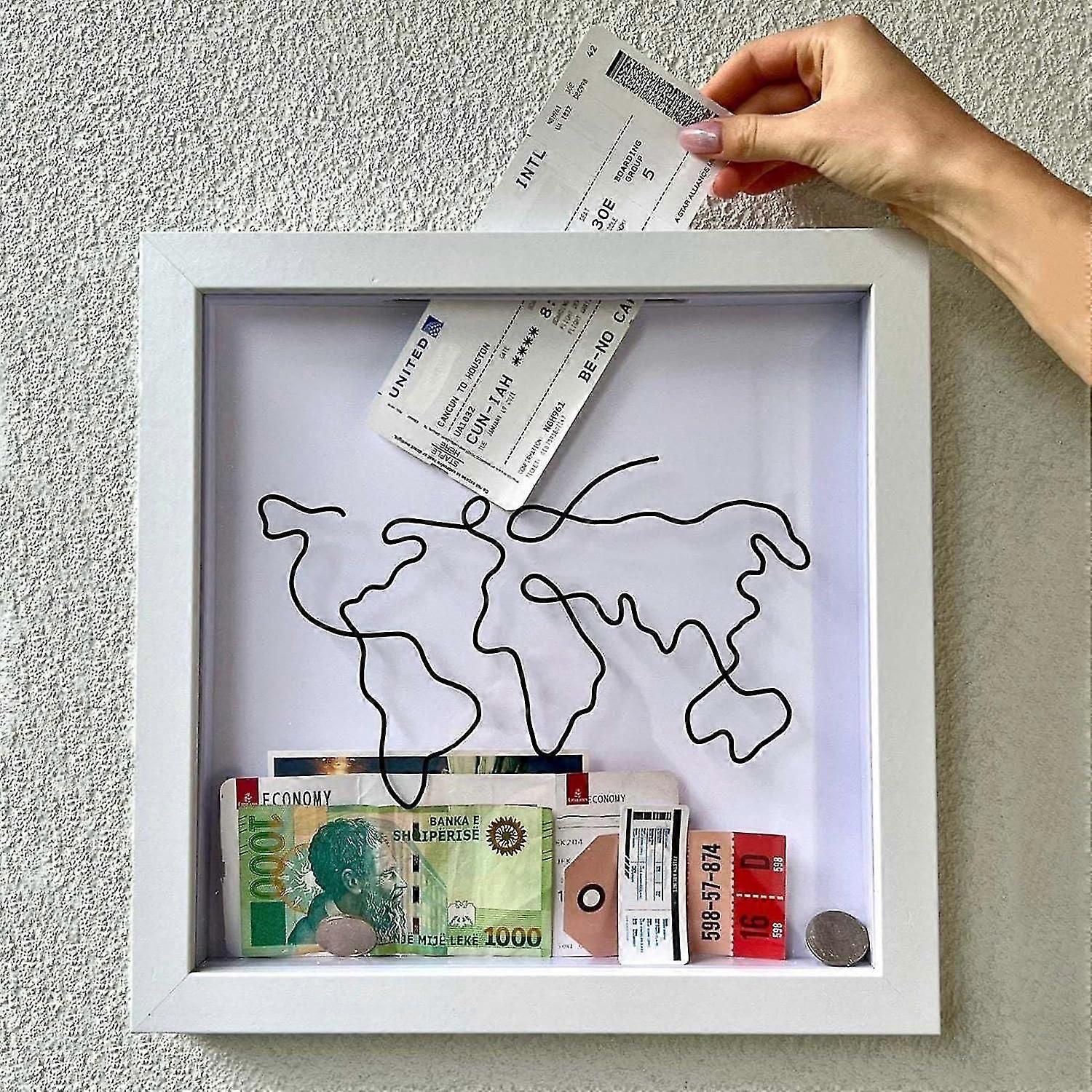 Adventure Archive Box - Travel Keepsake Ticket Shadow Frame for Wall and Tabletop Display