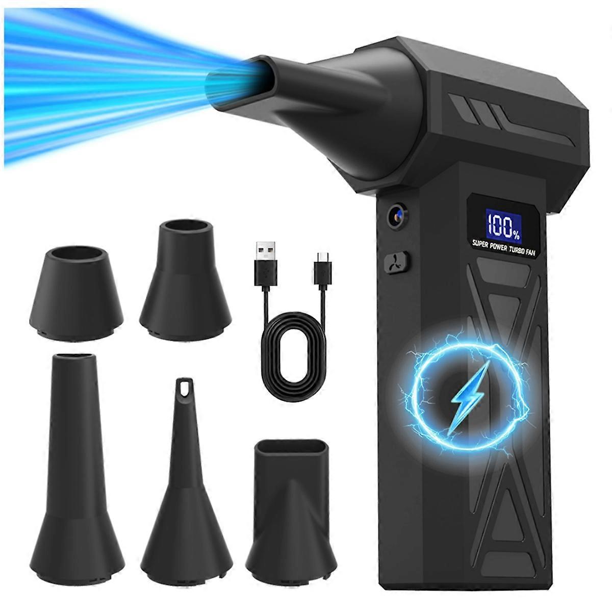 Portable Air Blower 4-Gear Adjustment Blower LED Lighting Battery Display Cordless Compressed Air D