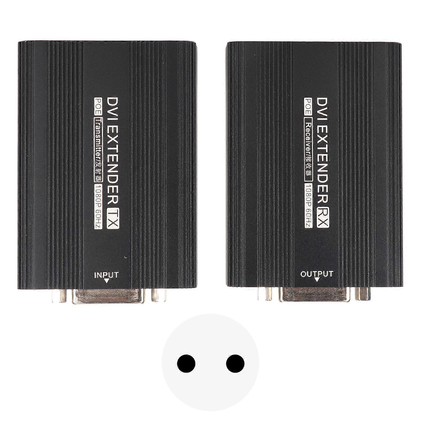 Plug-and-Play DVI Extender with POE, Supports 1920x1080 at 60Hz, EU Voltage
