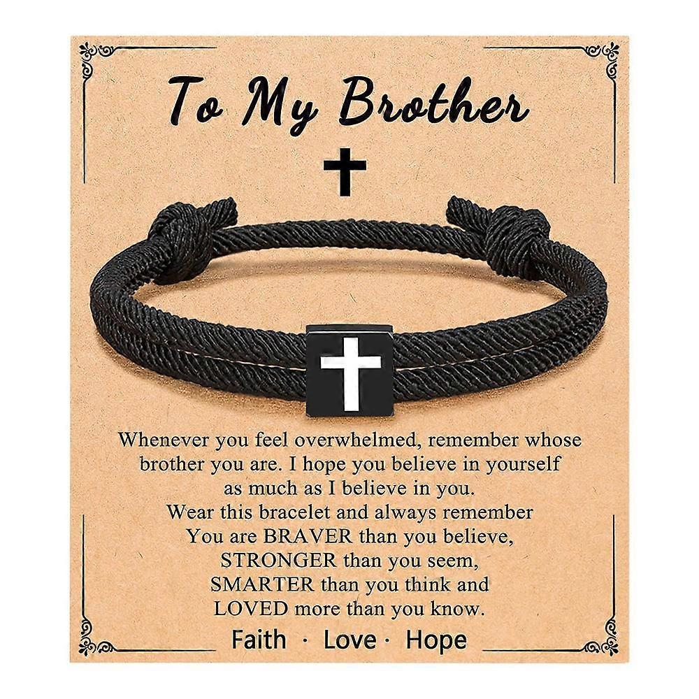 Easter Basket Stuffers To My Son Braided Rope Adjustable Cross Bracelet E6J