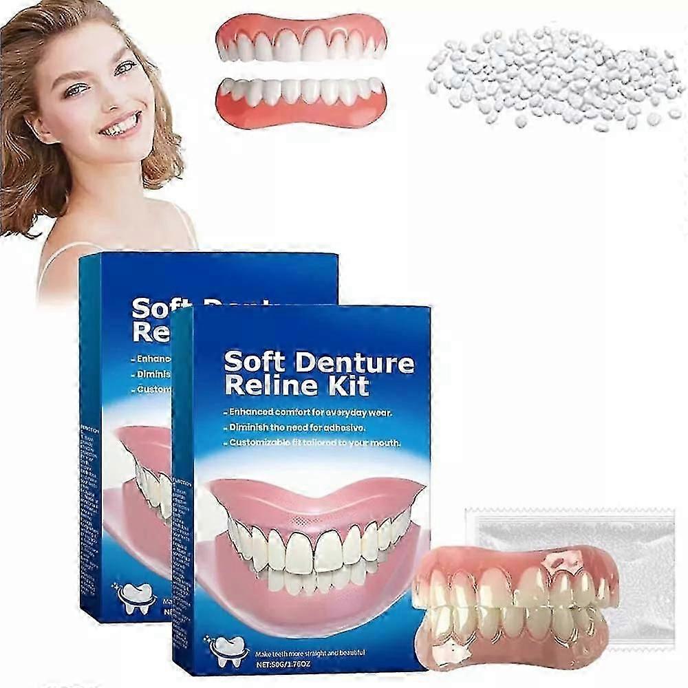 2x Greatfit Denture Silicone Reline Kit,Soft Denture Reline Kit,Silicone Reline Kit