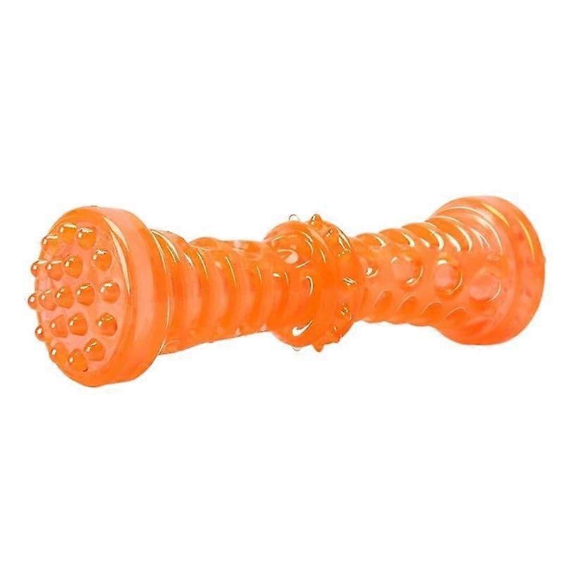Resistant Bite Resistant Pet Toy Toothbrush Bone Sturdy Dog Toy Interactive Puppy Game Toy Dog Bone Rubber Puppy Chew(Orangelarge)