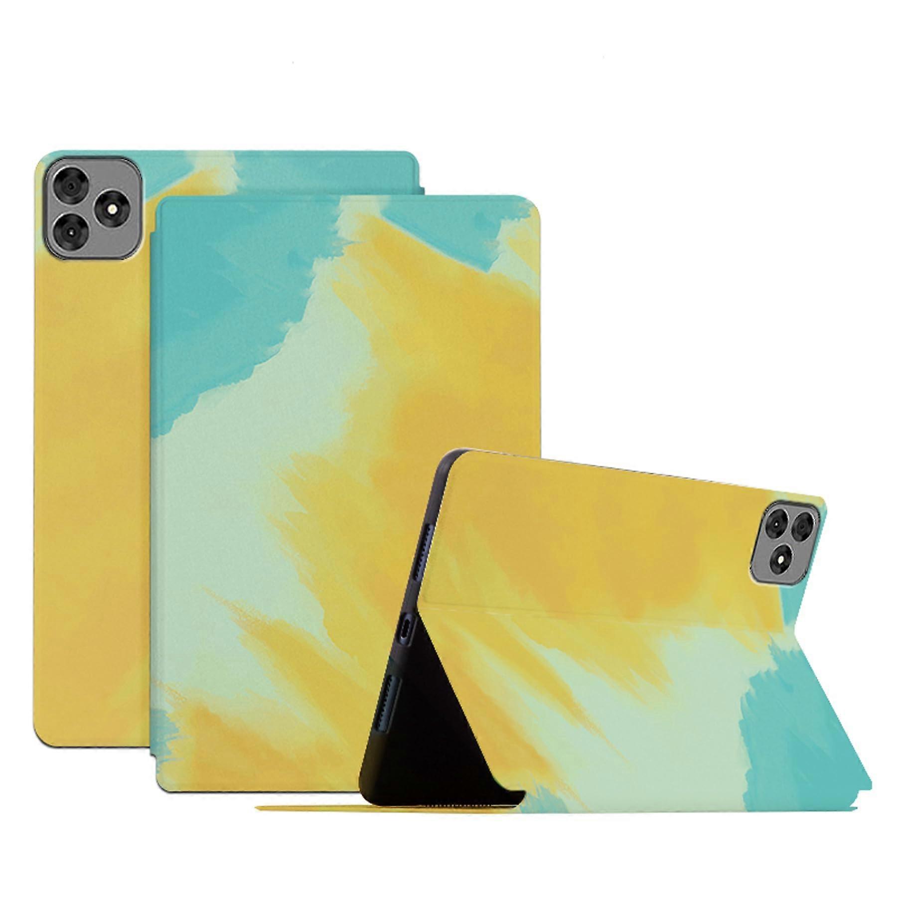 Case For TCL Tab 10L Gen 2 10.1 PU Leather Watercolor Pattern Flip Stand Protective Cover Auto Sleep Wake