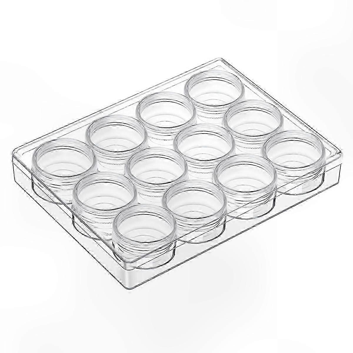 Clear Bead Organizer Bead Storage Containers Set with 12 Boxes (1.5 X 1.5 X 1.38 Inches)