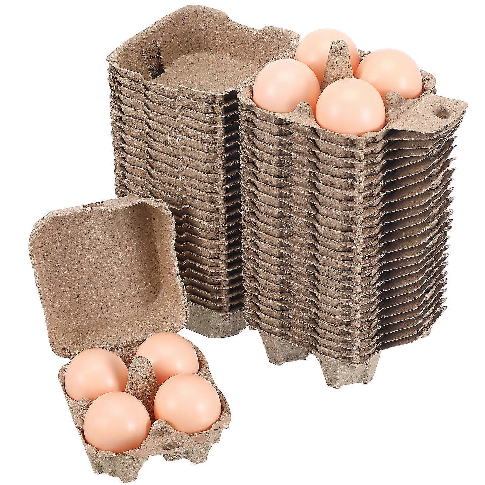 Egg Storage Carton Household Paper Pulp Egg Holders Kitchen Use Brown Multi-Grid Design for Collision Prevention 25Pcs