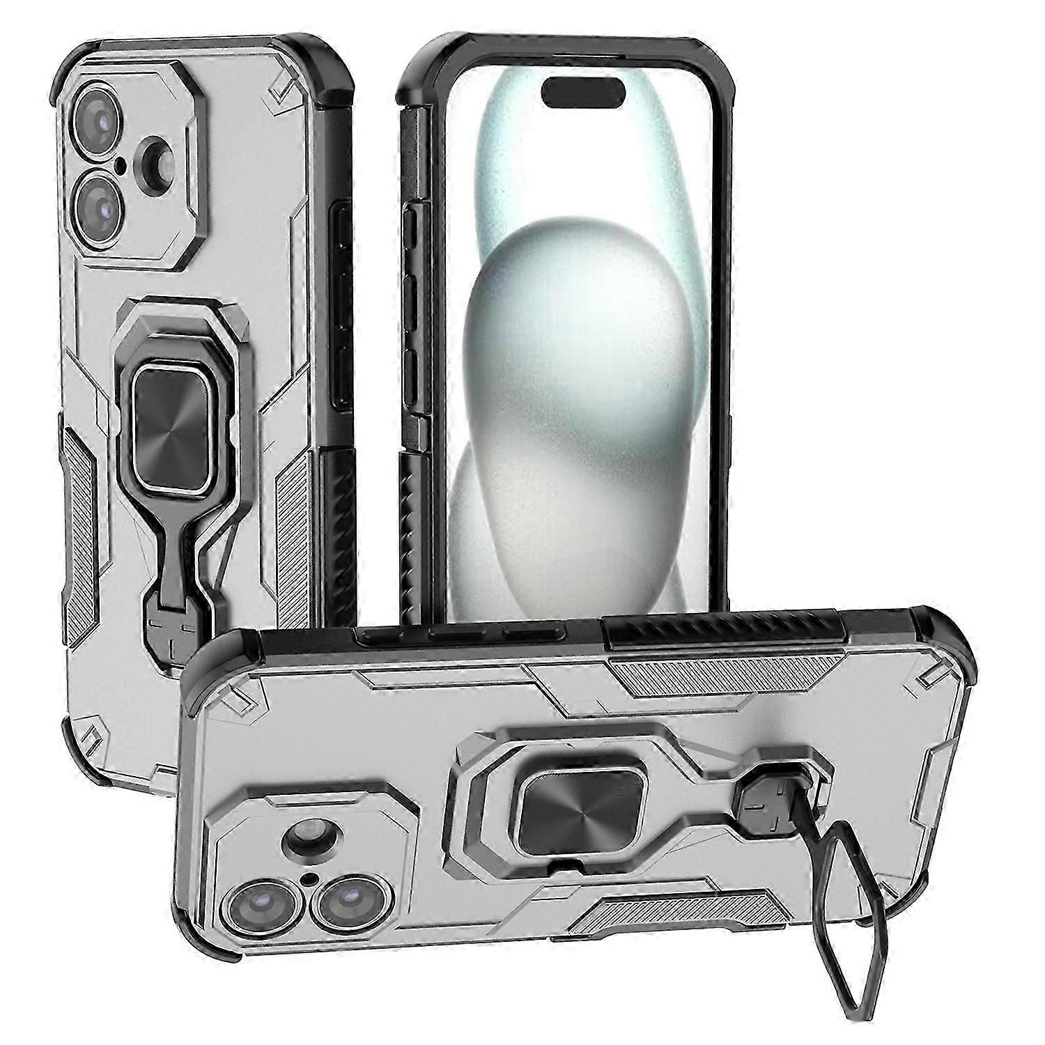 For iPhone 17 Case Rotatable Ring Kickstand PC+TPU Shockproof Phone Cover