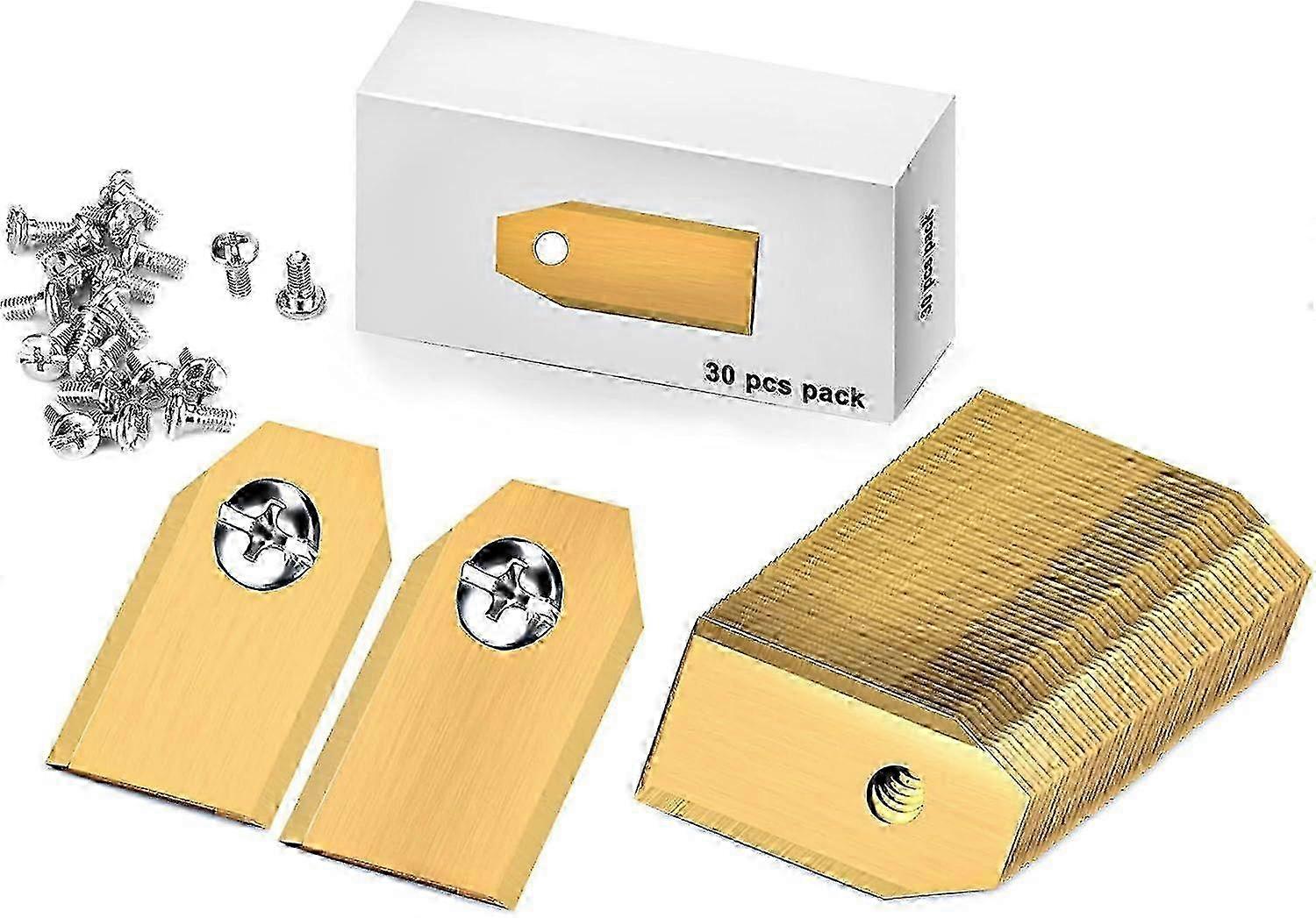 30pcs Titanium Robotic Lawn Mower Blades with Screws, Compatible with Various Robotic Mower Brands & Models