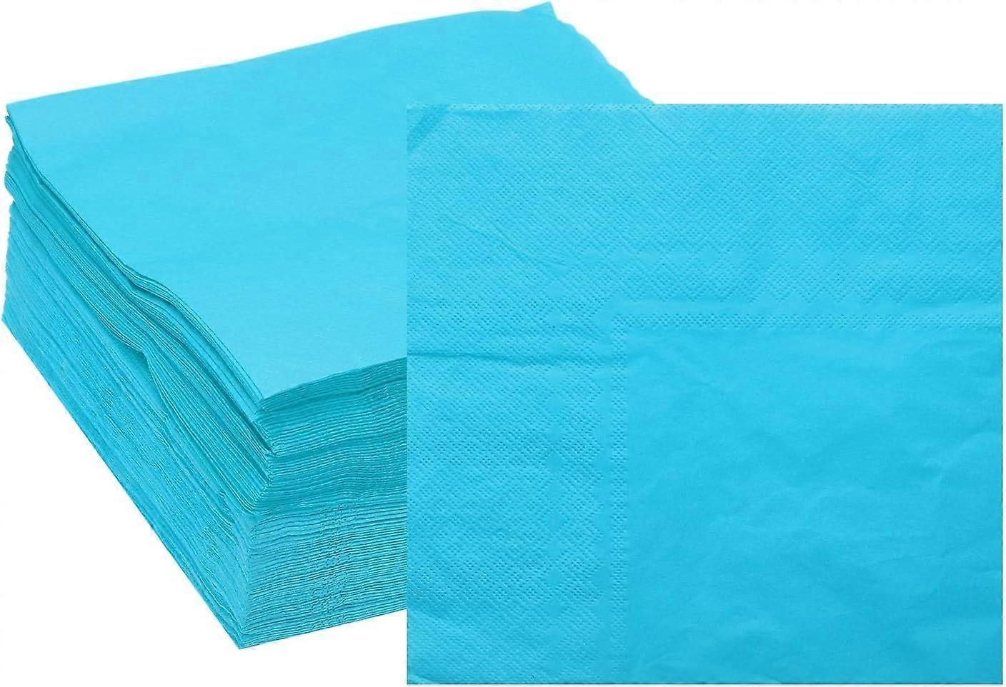 Serviettes de tableaux, paquet de 100 serviettes carrées jetables à 2 plis Azure 13 » x 13 »