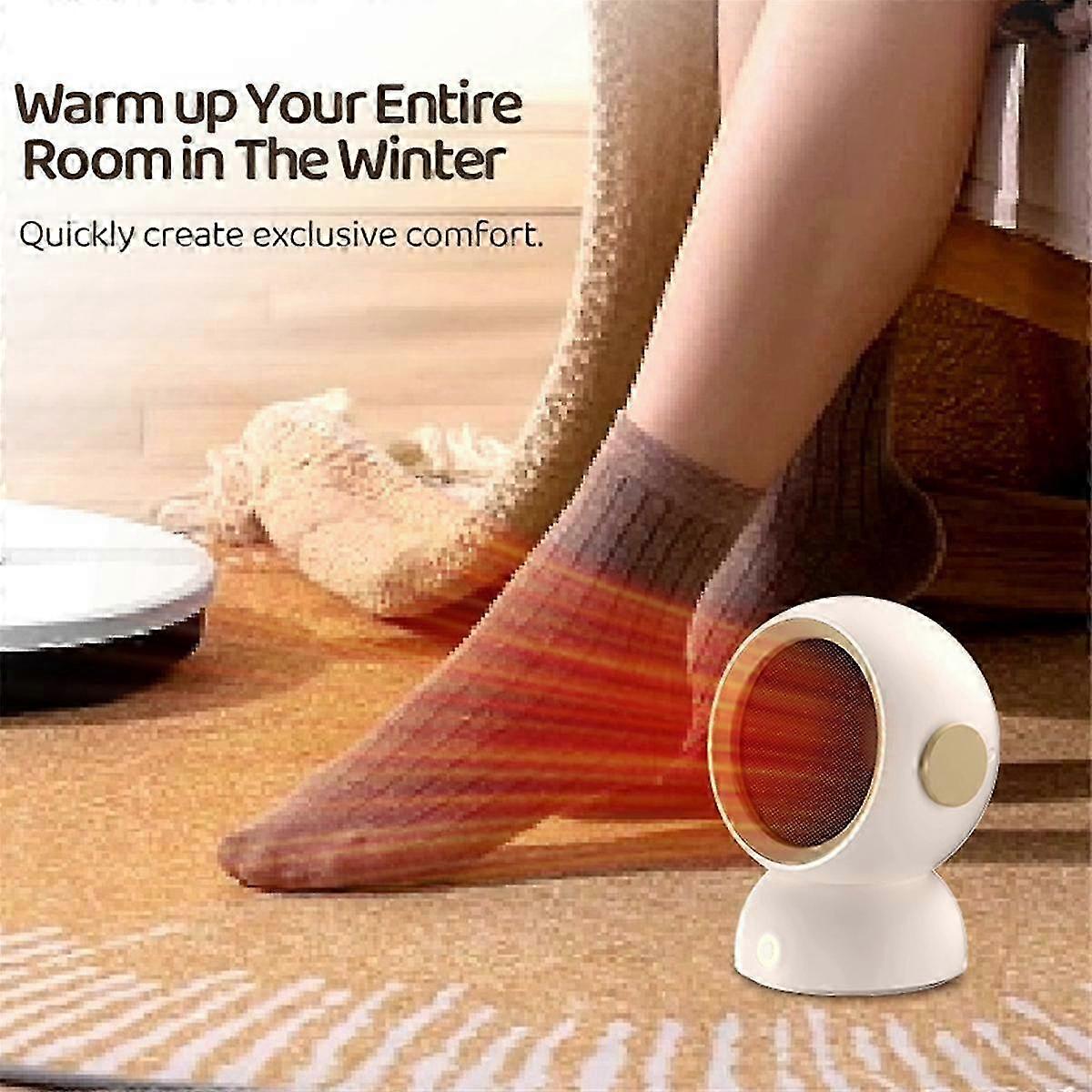 Mini Heater: Fast Heating, Portable Desktop Warmer for Home & Office, EU-Plug - White Color