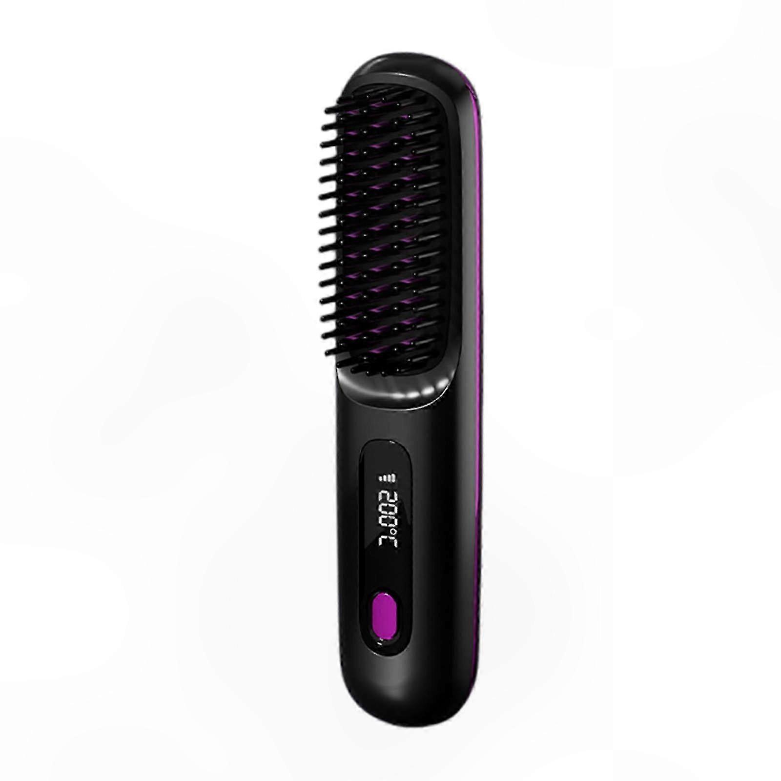 Rechargeable Portable Hair Straightening Brush with Comb Function