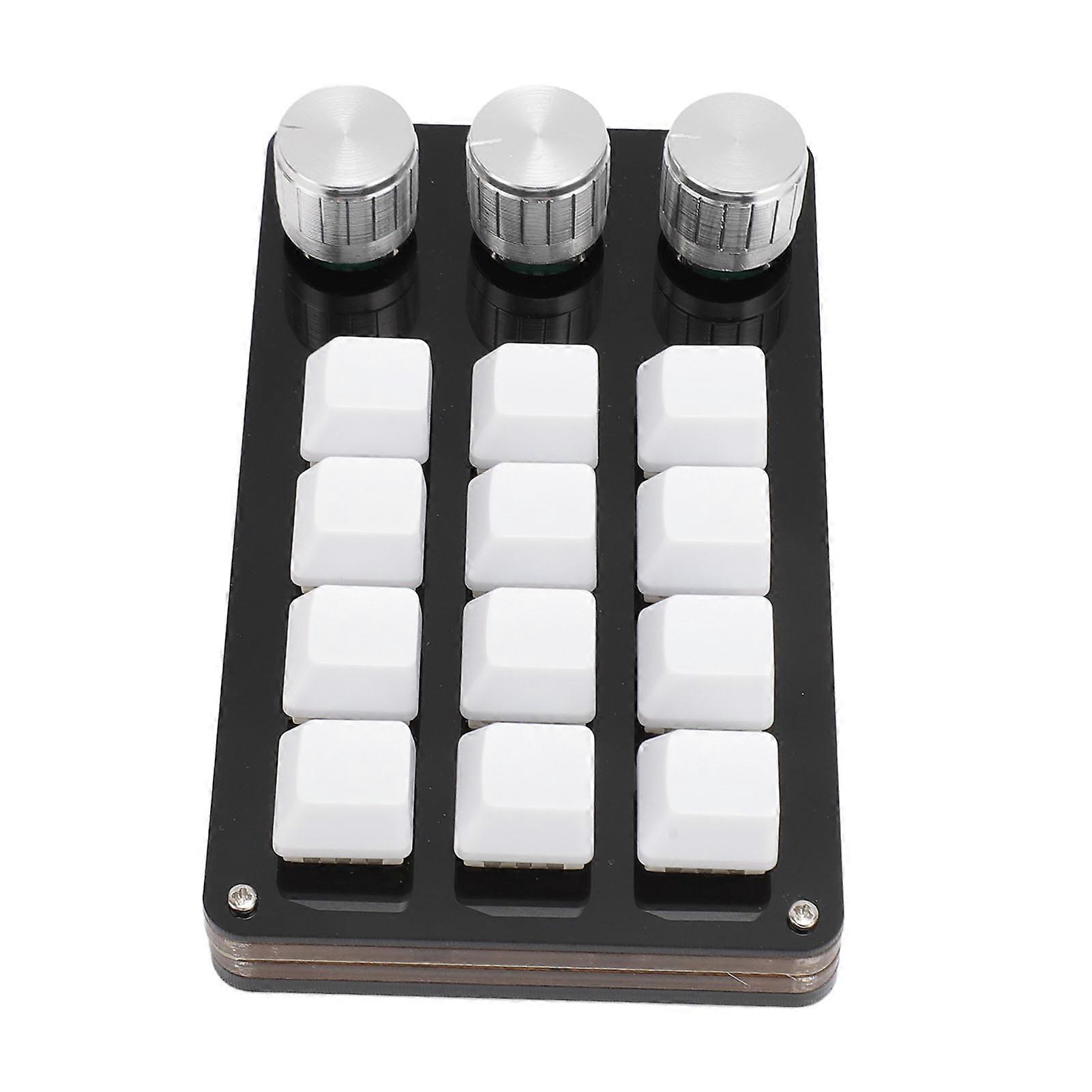 Mini Custom Keypad 12 Keys 3 Knobs Blue Switch Wired 1m Cable