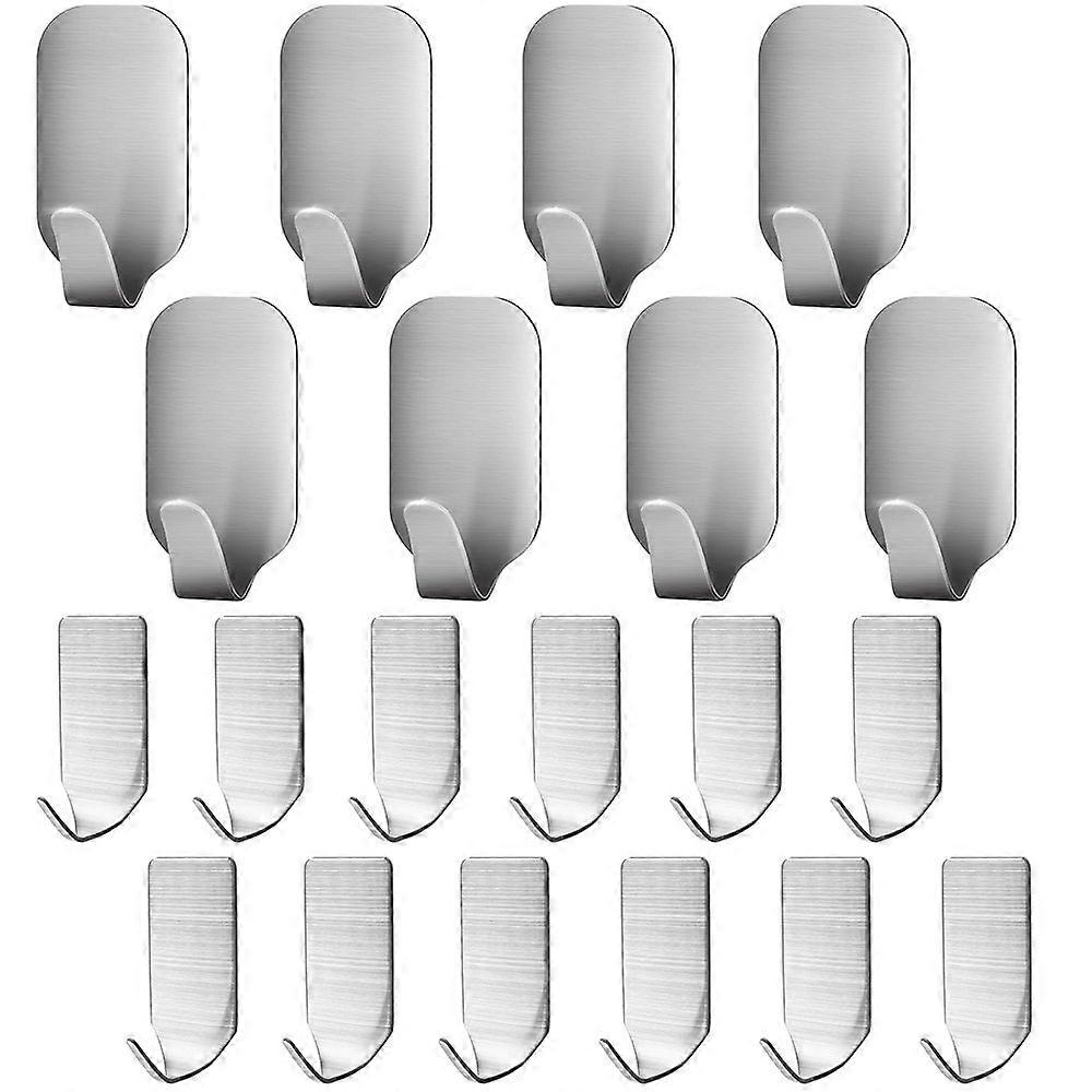Self Adhesive Stainless Steel Wall Hooks 20 Pcs 8 Large 12 Small Heavy Duty Utility Hooks For Robe Coat Towel Keys Bags