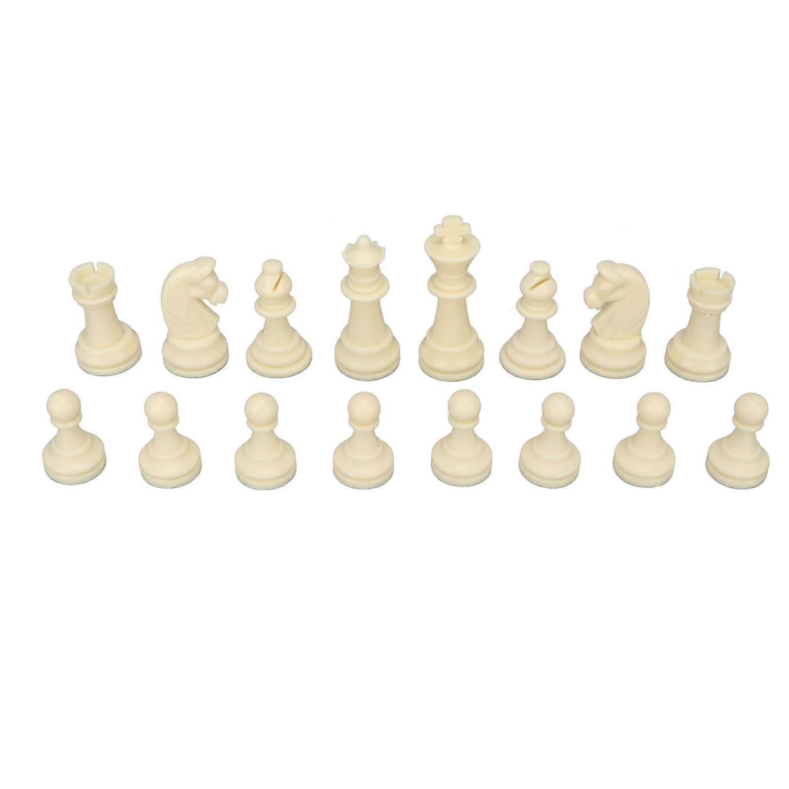 32Pcs Plastic Chess Pieces Set with Drawstring Bag King 65mm