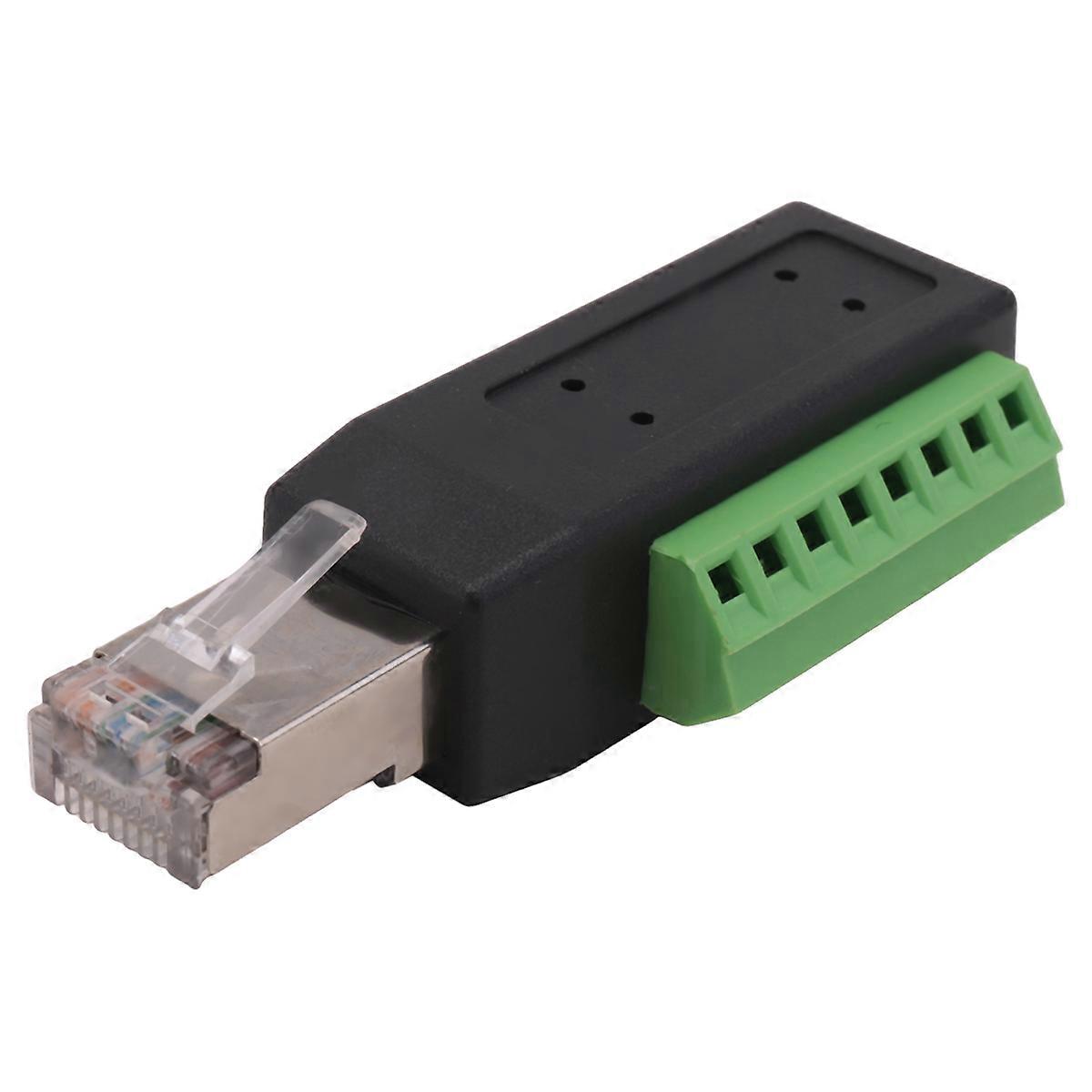RJ45 Screw Terminal Connector RJ45 Solderless Male Plug to 8-Pin Terminal Block Adapter for Ethernet Cat5 /6/7 AV