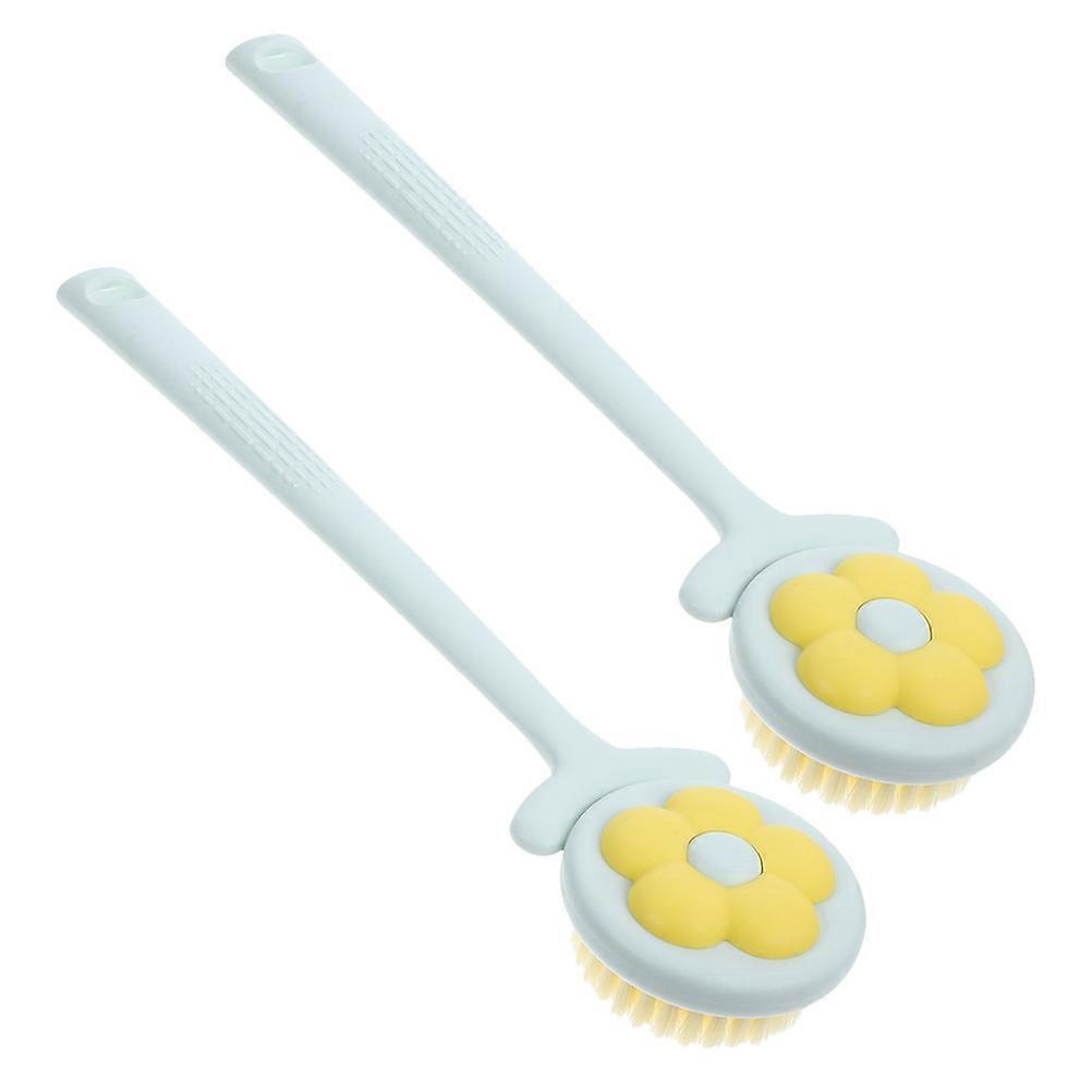 2pcs Long Handled Bath Brush with Soft Bristles for Shower and Bath Multi Color Plastic