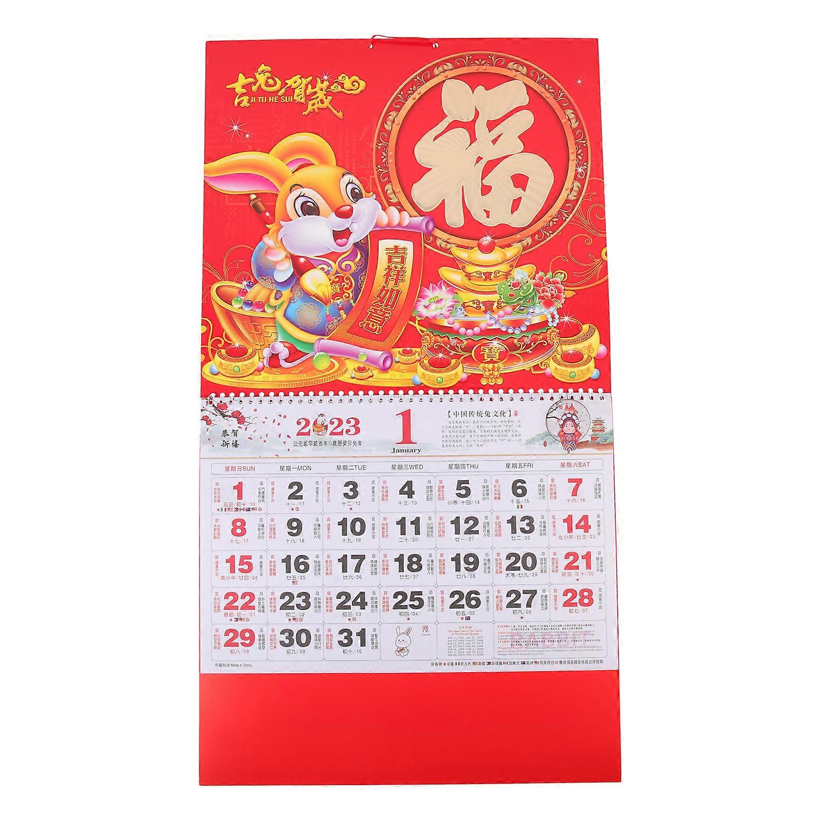 Paper Hanging Calendar 2023 Rabbit Year for Home Use