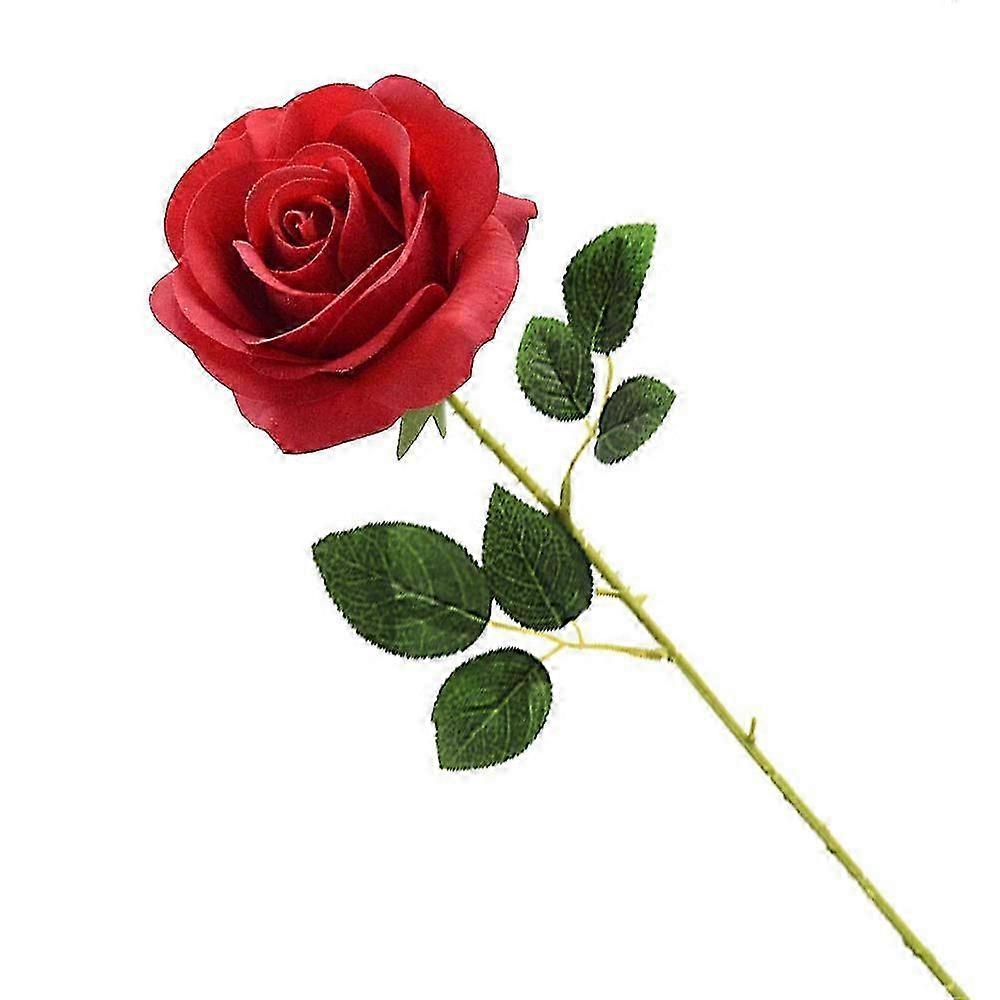 Artificial Flowers, Silk Rose Red Fake Rose Eternal Flowers Single Stem Gift Wrapped Red Rose Flowers