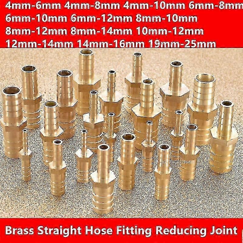 Brass Straight Hose Pipe Fitting Barb Reducing Water Pipe Joint 4 5 6 8 10 12 14 16 19mm Gas Copper Coupler Connector Adapter Tw