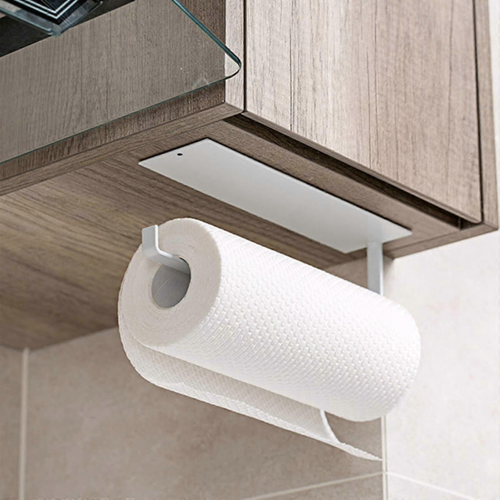 Wall-Mounted Self-Adhesive Tissue Dispenser for Kitchen or Bathroom, White