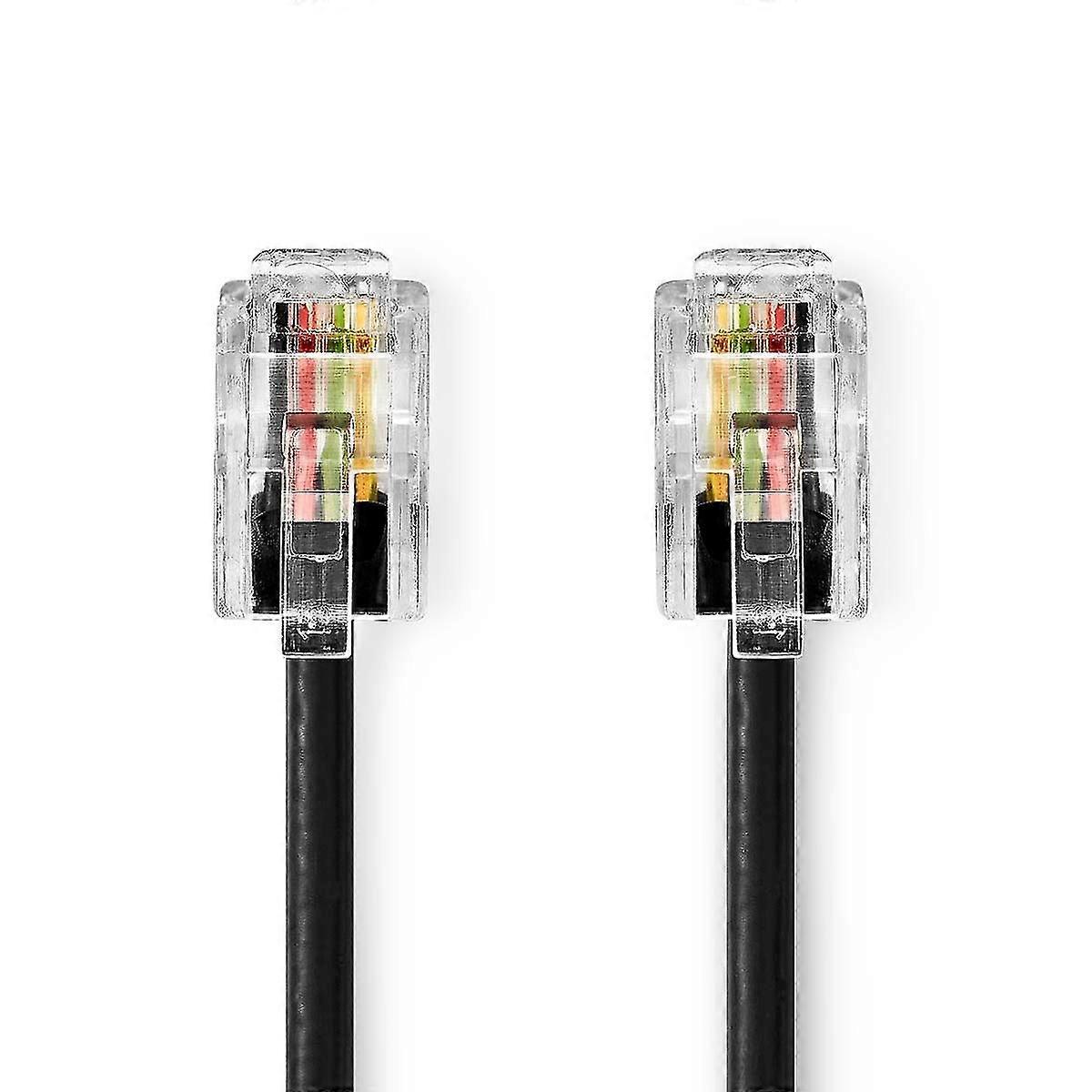 Telekomkabel | RJ10 Hane | RJ10 Hane | 5,00 m | Instrucțiuni de formare: Lindad | Kabeltyp: RJ10 | Svart