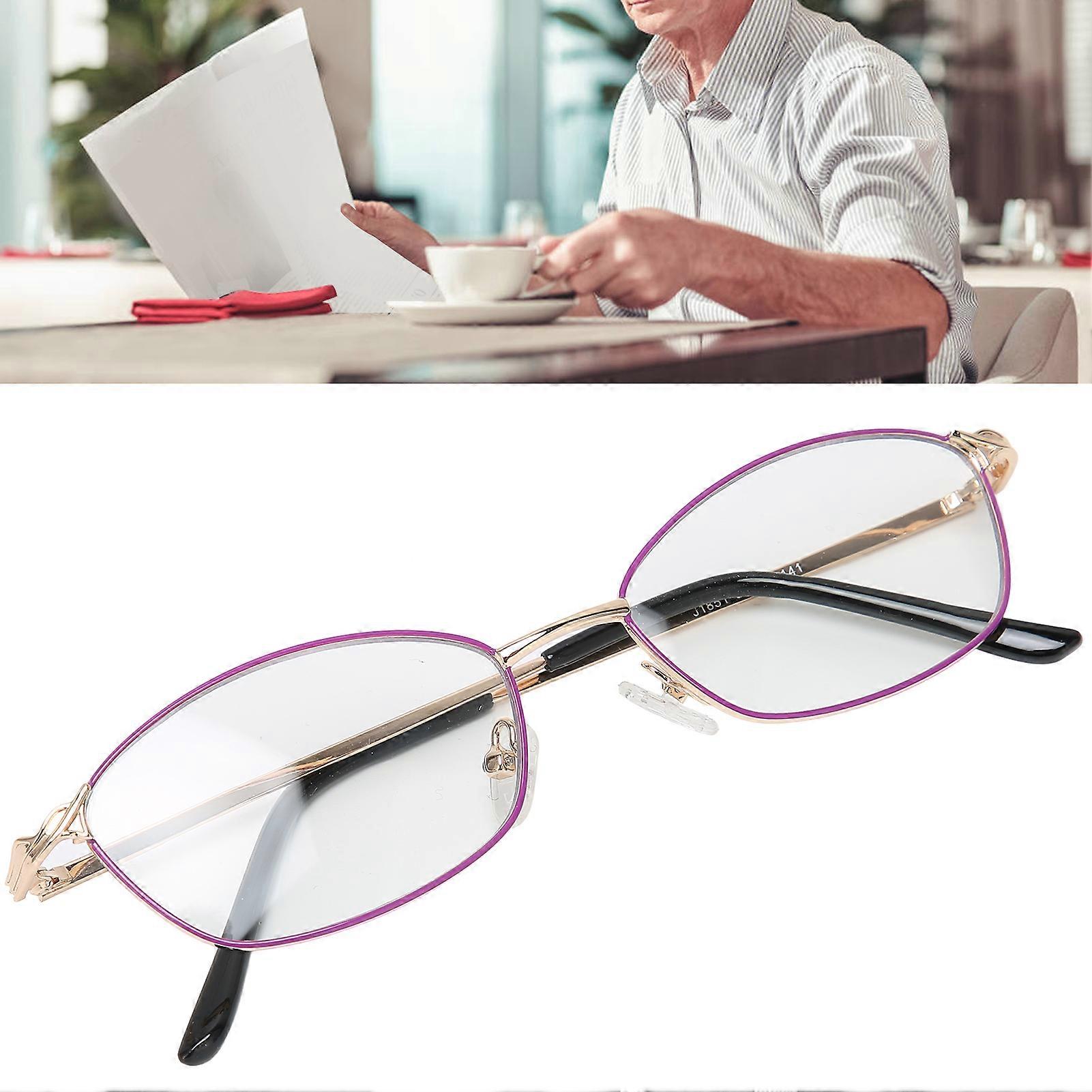 Purple Frame Bifocal Reading Glasses +3.5 Blue Light Blocking