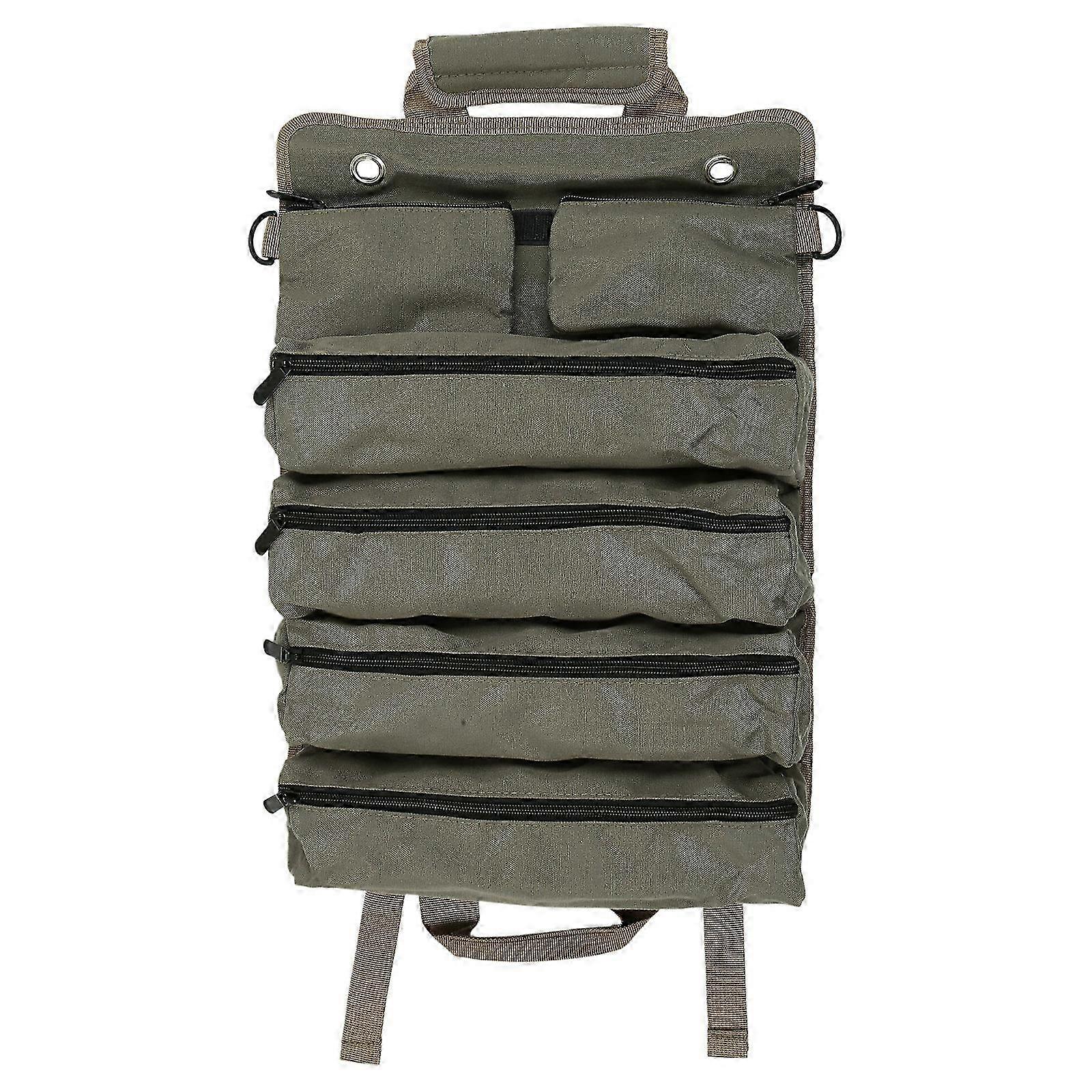 2025 Heavy Duty Oxford Tool Roll Up Bag Portable Detachable Hardware Carry Bag Roll up Tool Bag Zipper Tool Storage Pockets