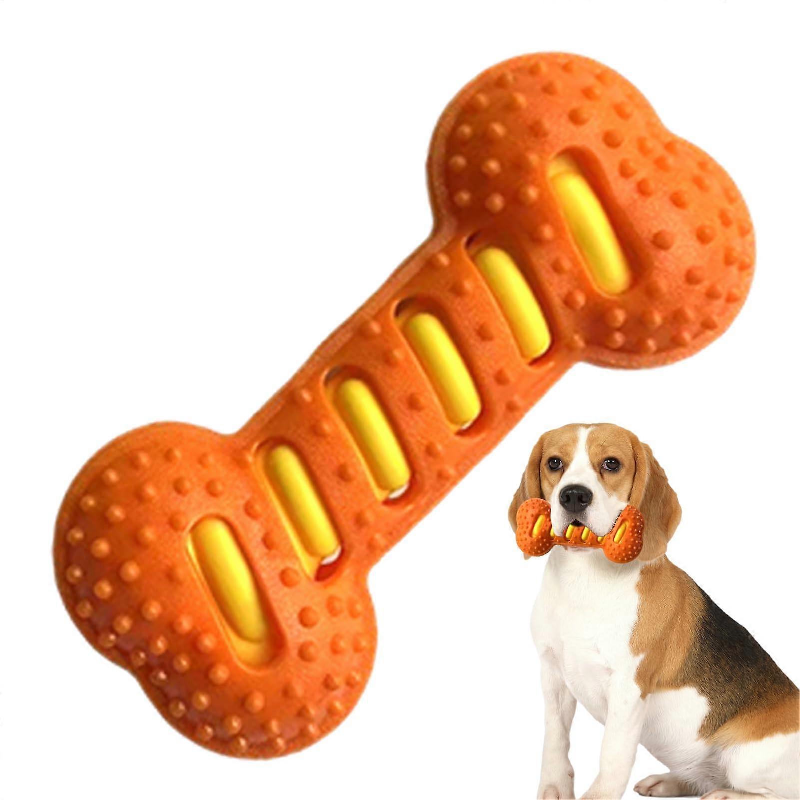Dog Squeaky Toys for Dogs, Durable Bone-Shaped Chew Toy for Teething, Crate Entertainment, Safe for Small Medium Large Dogs Orange