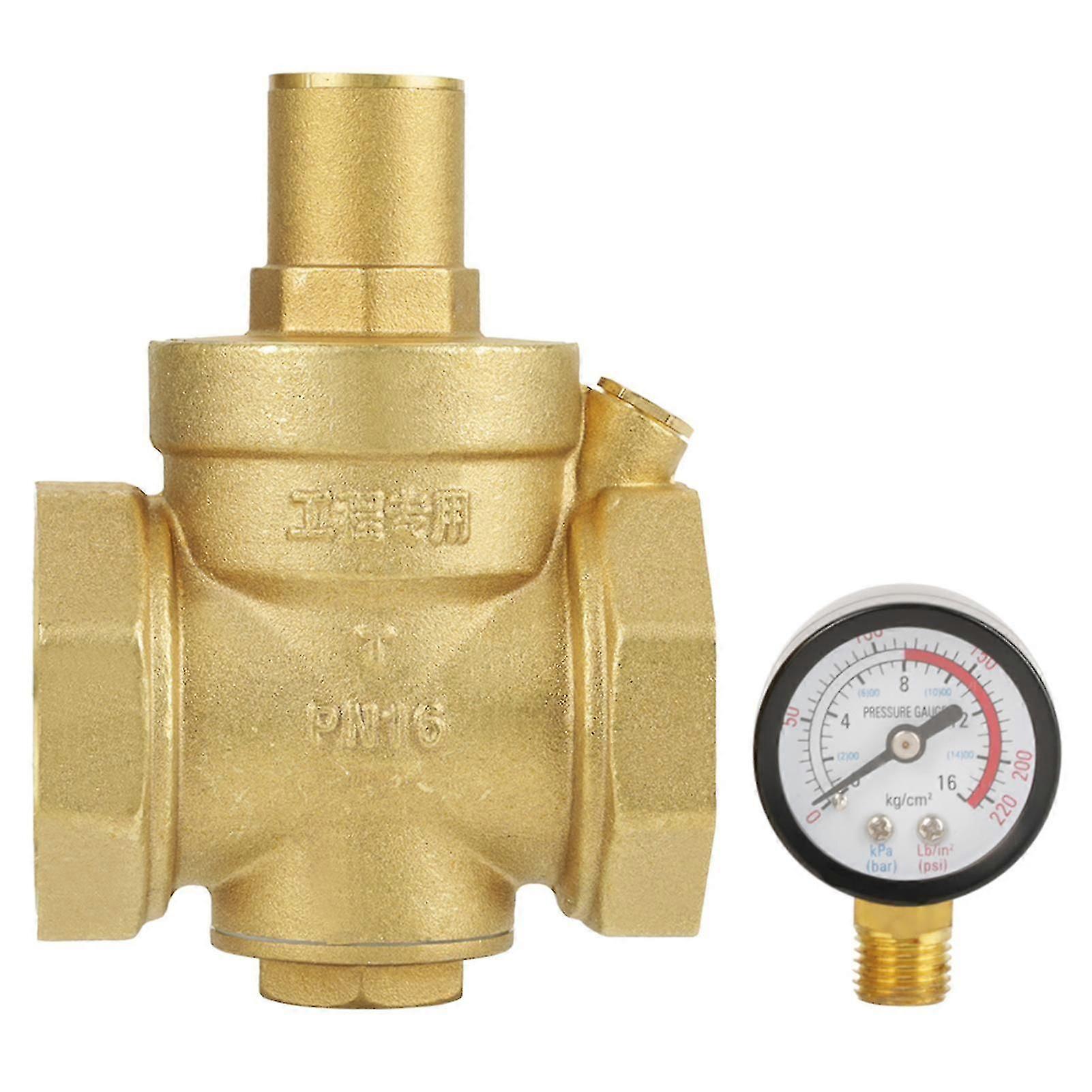 Bsp Dn50 Brass Water Pressure Reducing Valve With Adjustable Gauge Flow