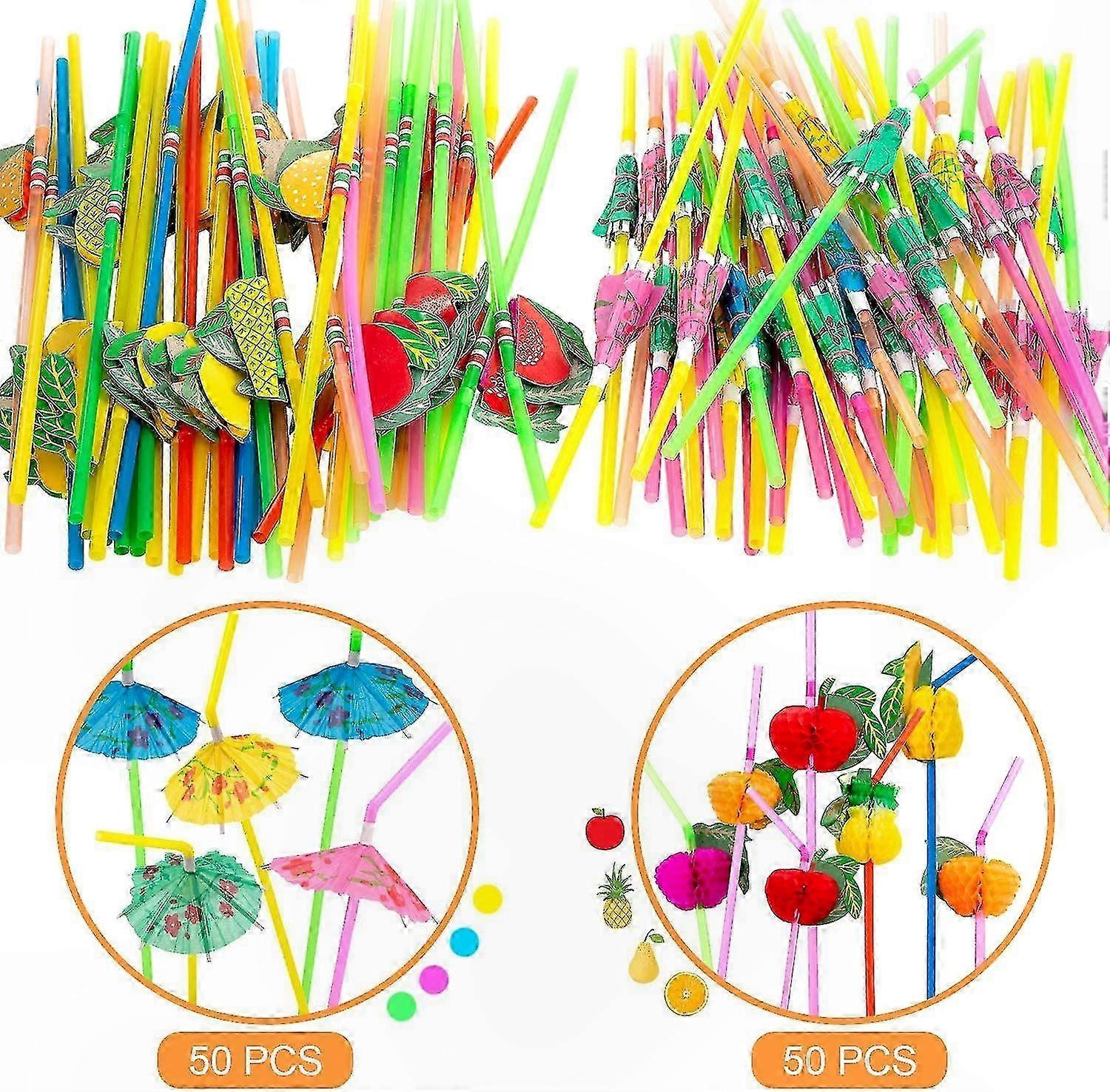 Biodegradable Paper Straws, 100 Count for Beverages and Drinks