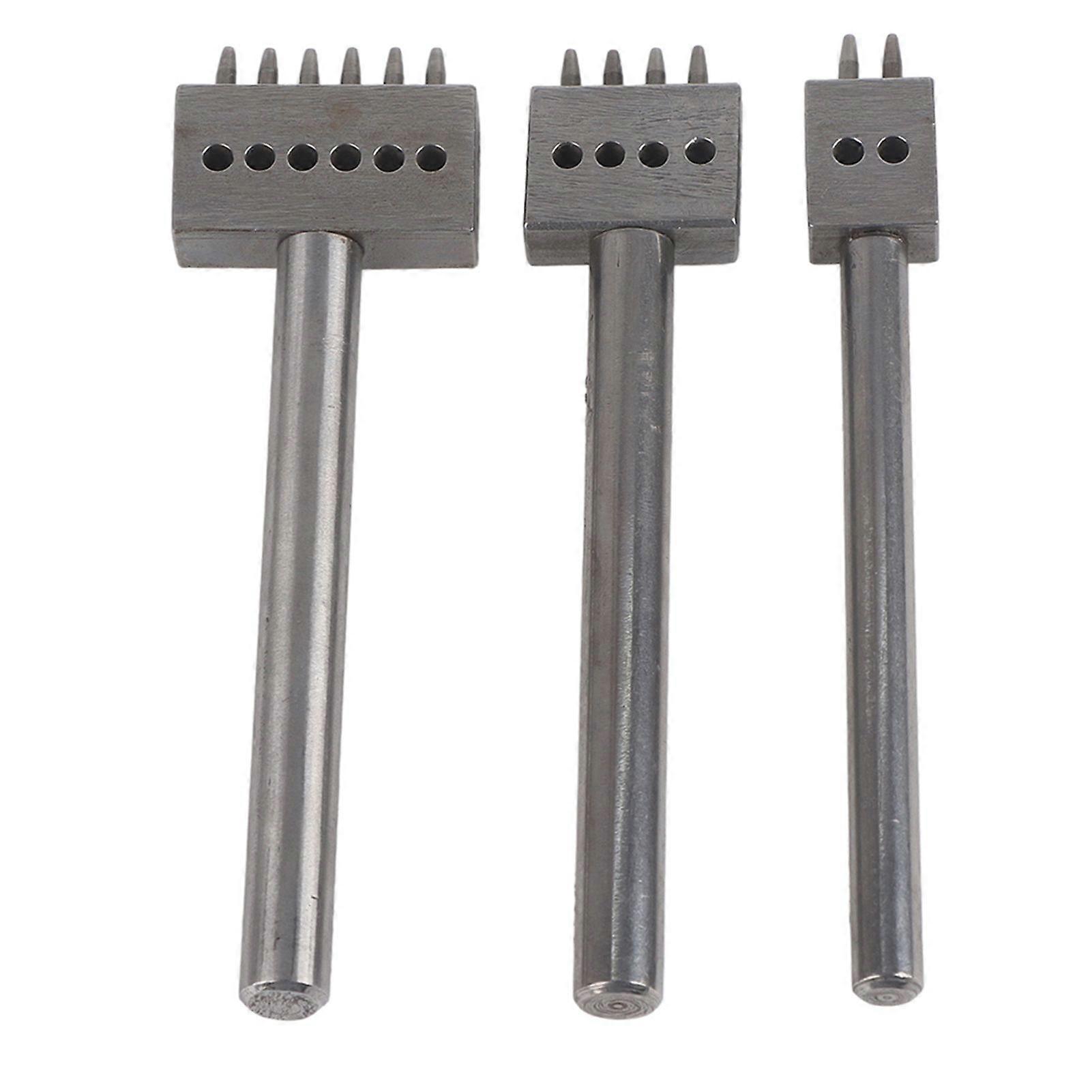 3PCS Spacing Punch Tool DIY Leather Craft Hole Punching Set Belt Hole Puncher(5mm2+4+6 )