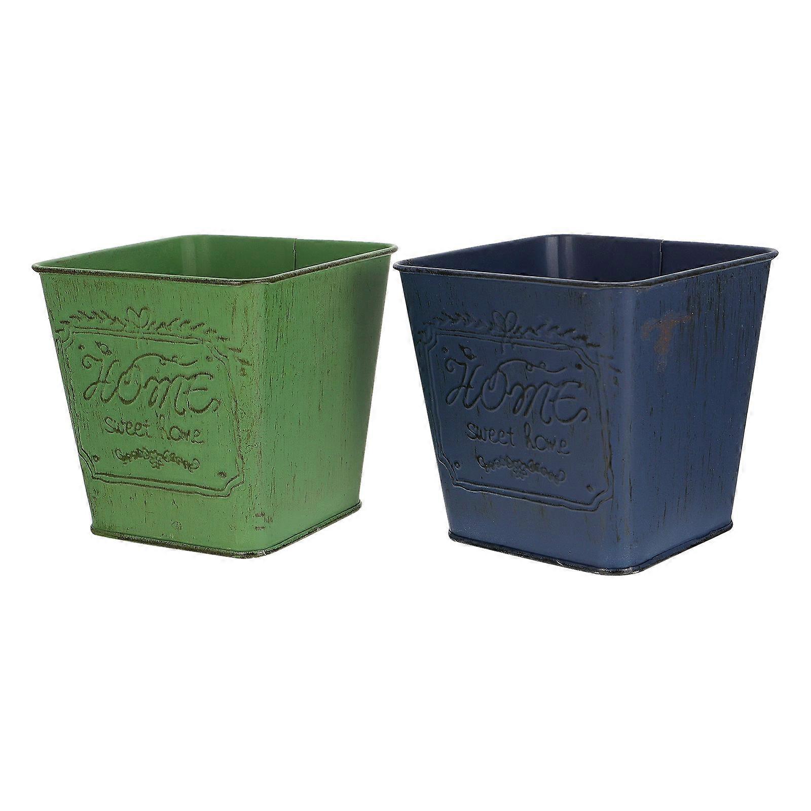 Flower Pot Iron Flower Bucket for Storage Use Practical Planting Bucket 2Pcs