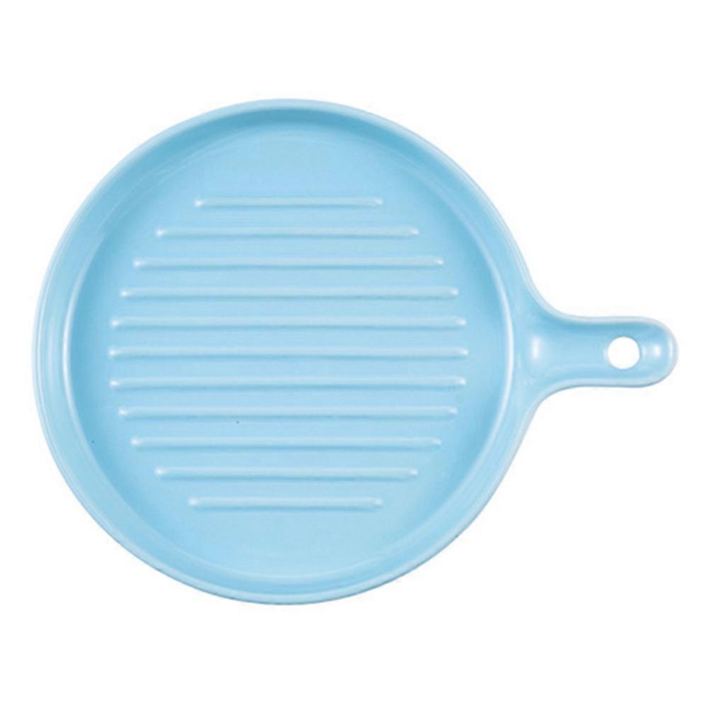 Ceramic Handle Plate for Baking Dish with Sky-Blue Color