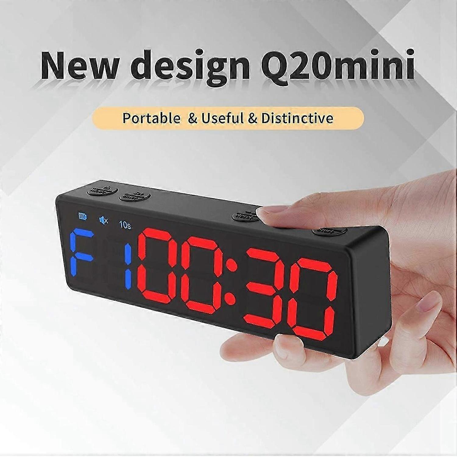 Workout Clock with Battery, Portable Mini Gym Timer with Built-in Magnet for Home Gym, Programmable