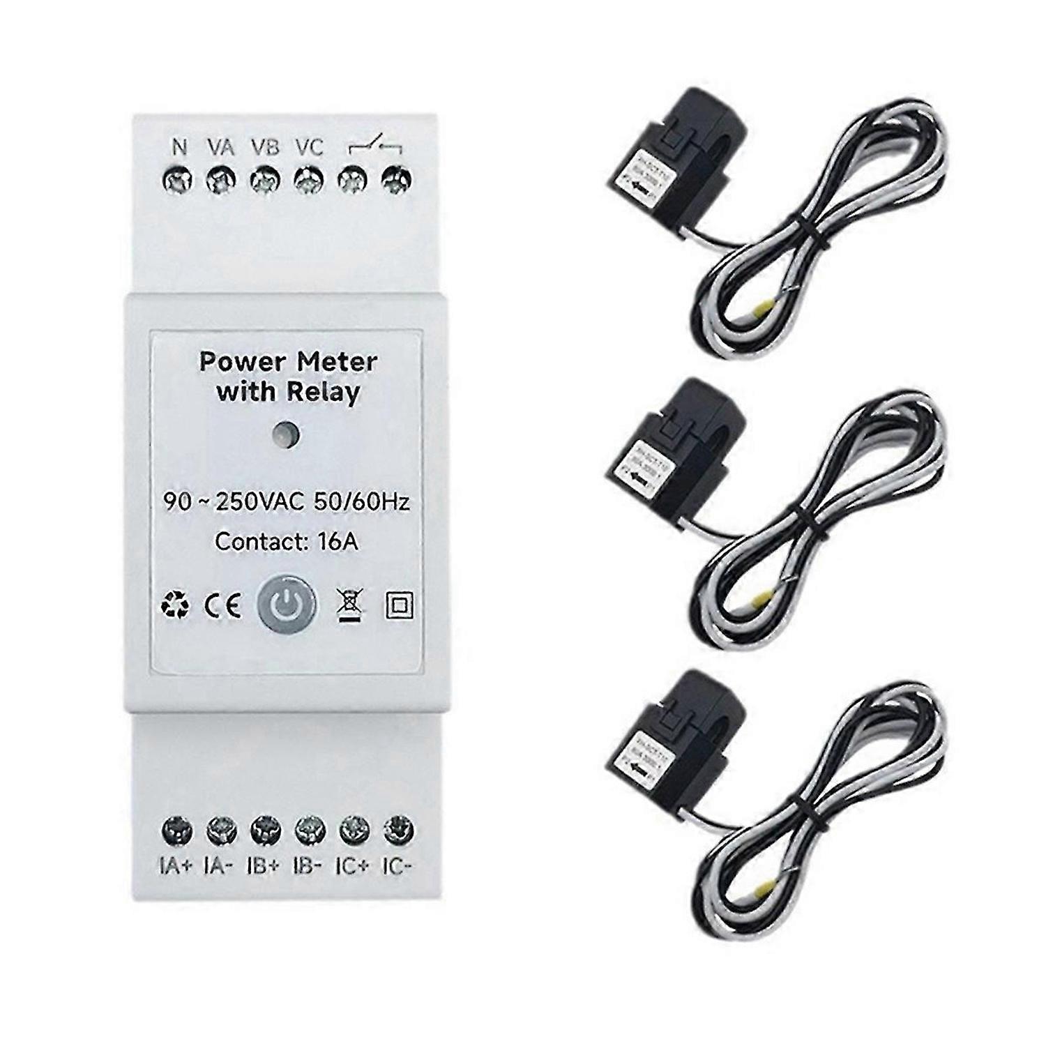 Tuya Smart Life WiFi Energy Meter Bidirectional 3 Phase with Dry Contact Switch App Monitor 80A AC11