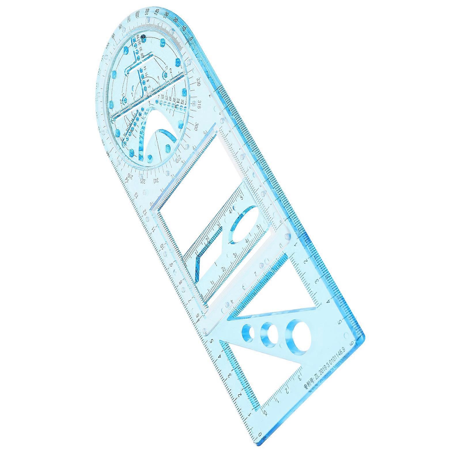 Professional Geometry Set Geometric Drawing Ruler for Mechanical Engineering Plastic Sky-Blue Drawing Aid 1Pcs