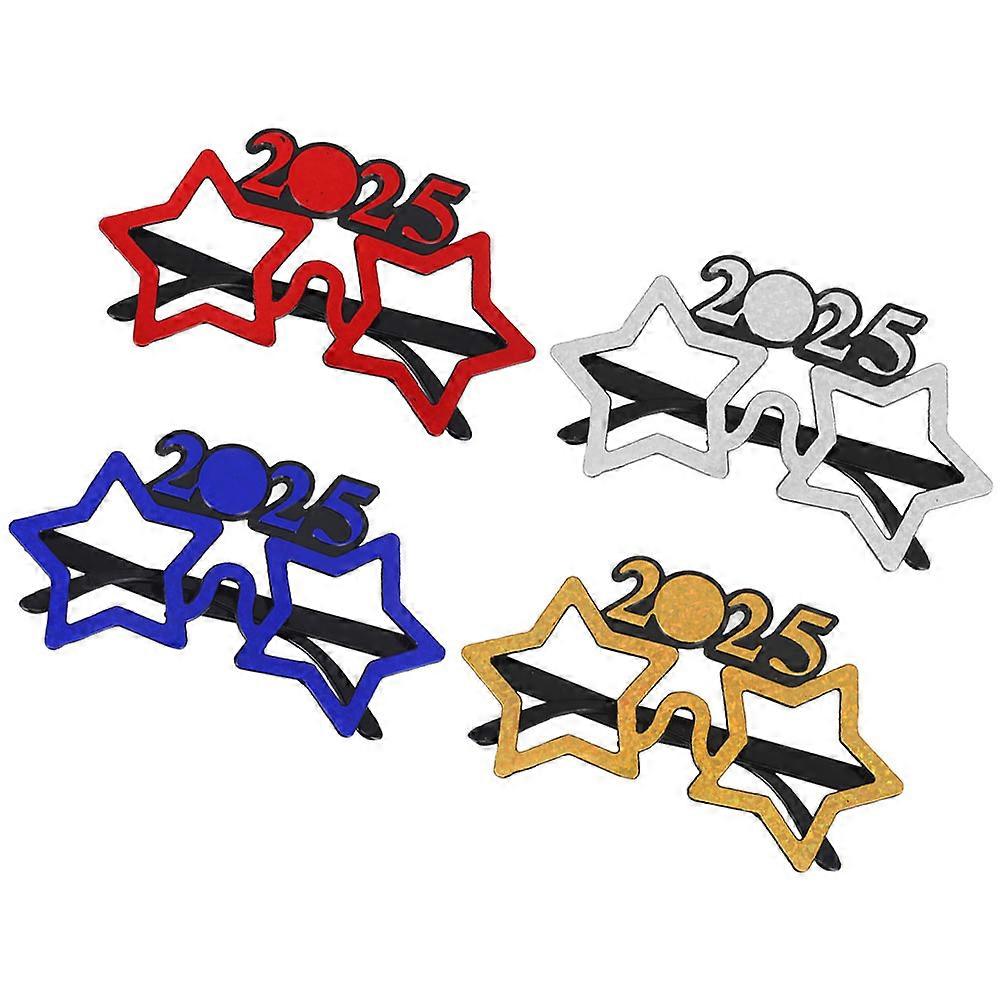 Star Shaped 2025 New Year Digital Glasses for Party 4Pcs Set