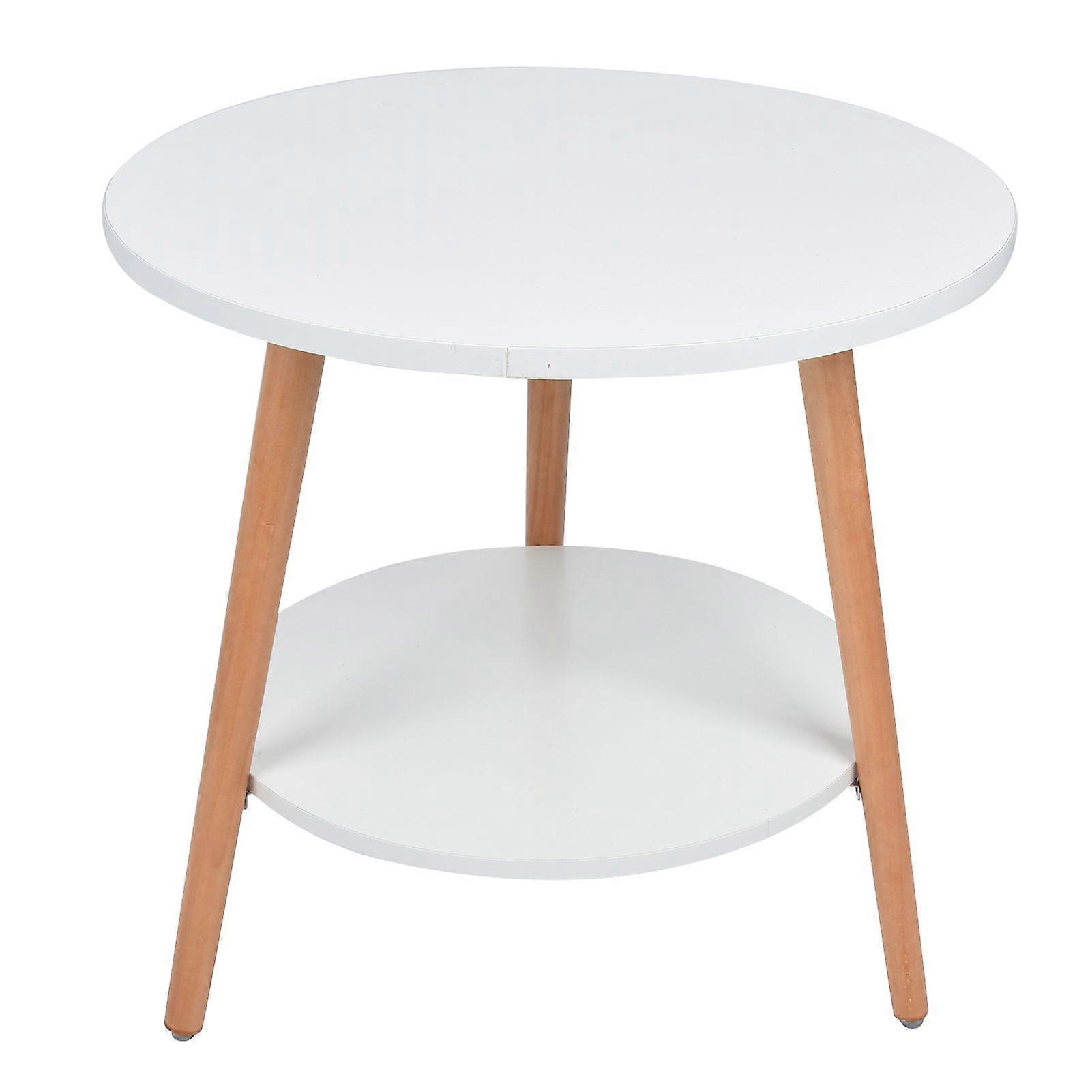 White 2 Layer Storage Coffee Table Side Table Living Room Balcony Furniture for Home