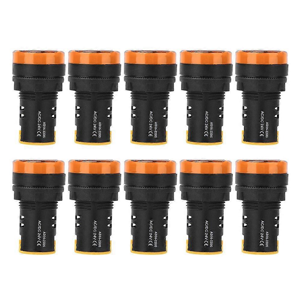 10Pcs BERM LED Power Indicator Light Semiconductor Energy-Saving Lamp 22mm 24V AD16-22d S(Yellow )