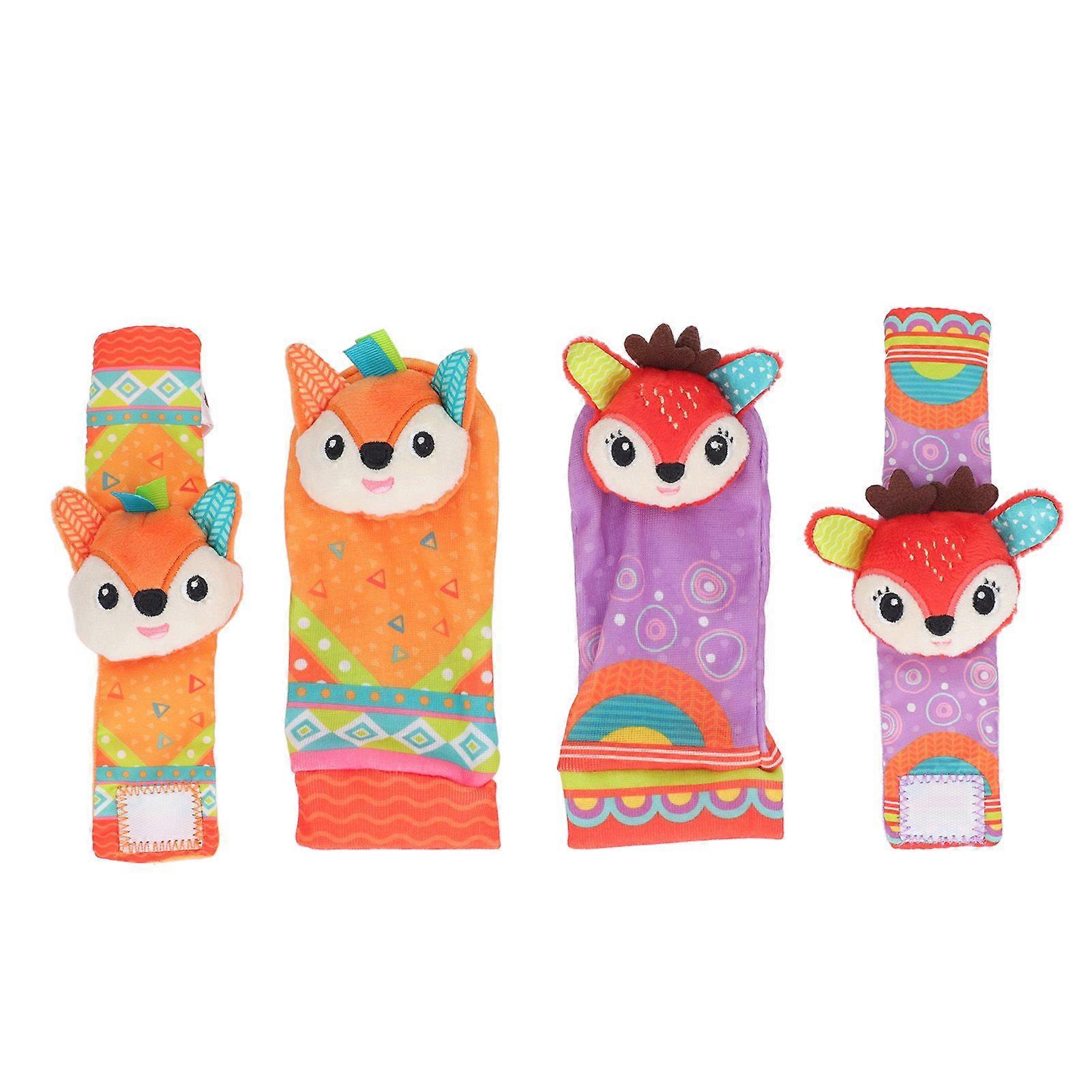 Baby Wrist Rattles Toy Colorful Pattern Soft Early Educational Rattles Foot Finder Socks Set Type 3