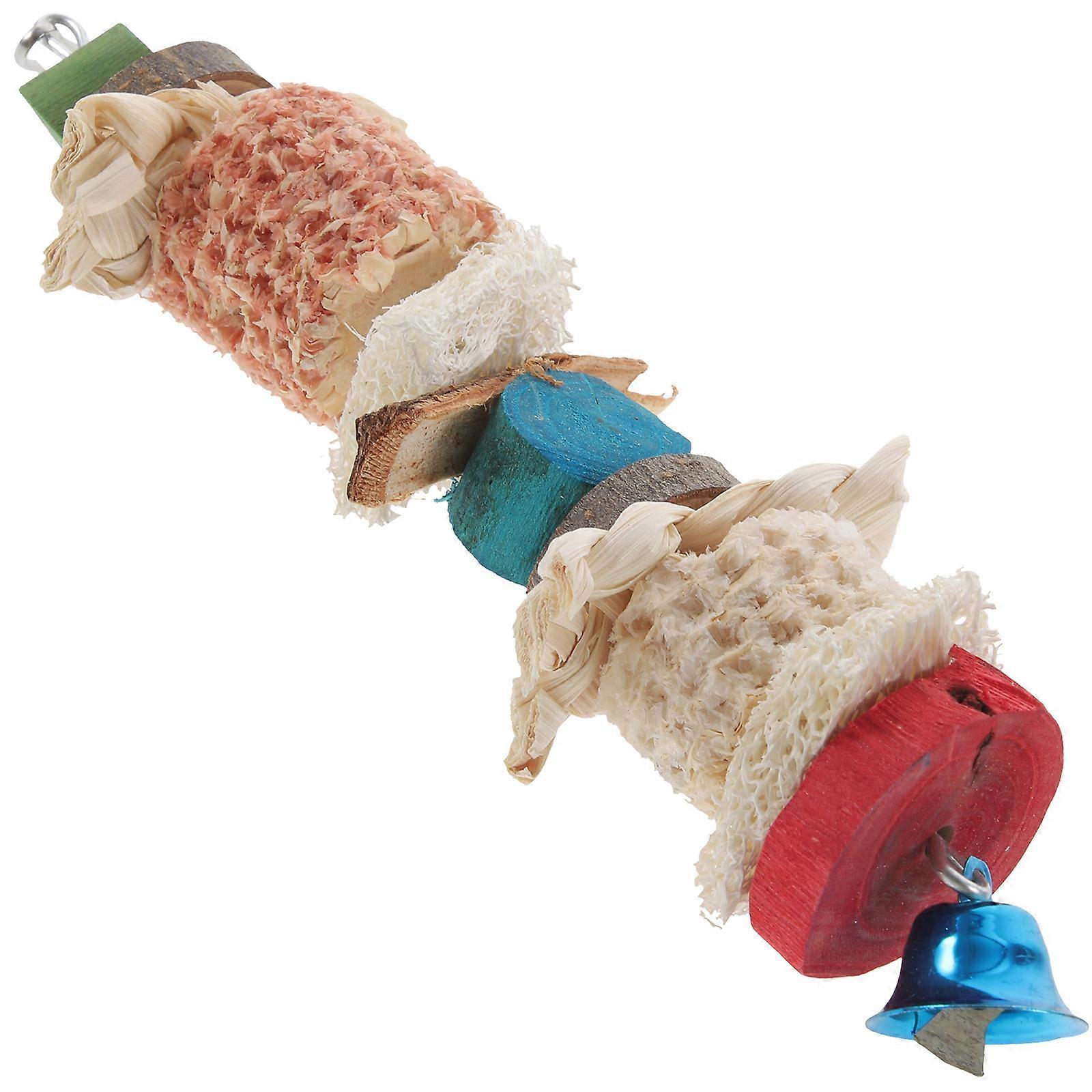 Parrot Chewing Toy Wooden Bird Foraging Hanging Toy for Pet Use 3Pcs
