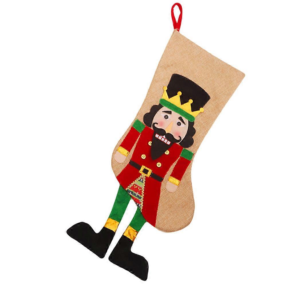 Christmas Gift Stocking for Nutcracker Soldier Sock 2Pcs Xmas Candy Pouch