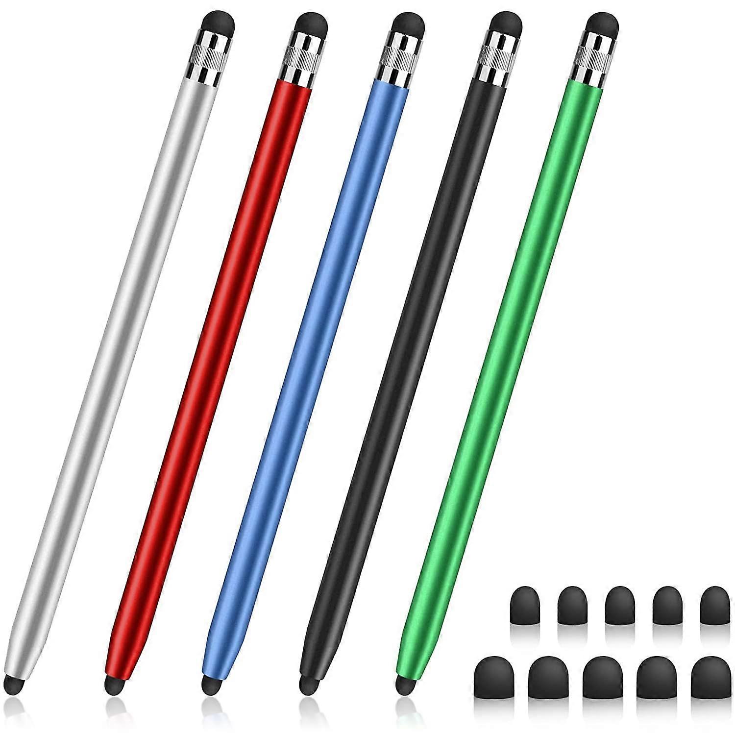 Stylus for Touch Screens 5 Pack Capacitive Stylus For iPad iPhone Android Sensitivity Dual Rubber Fine Point Tips
