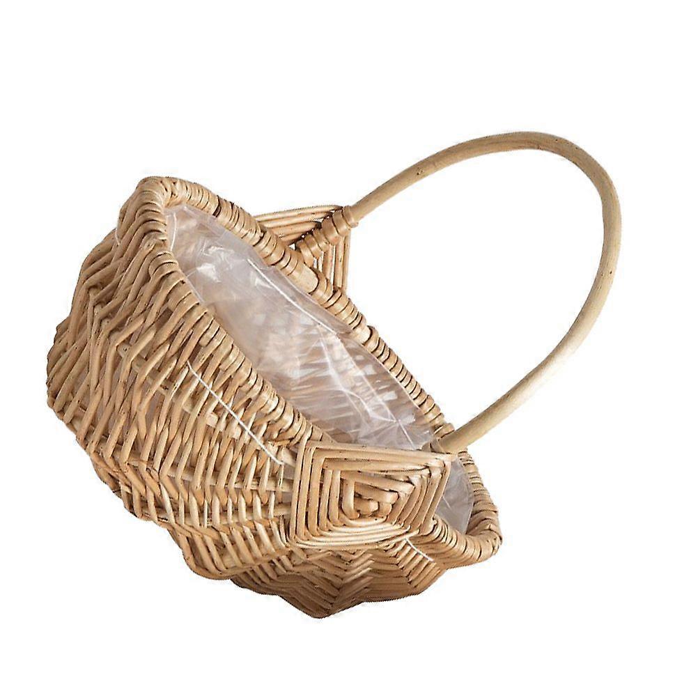 1pc Hand Knitting Wooden Basket Fruit Bread Vegetable Basket Easter Egg Basket
