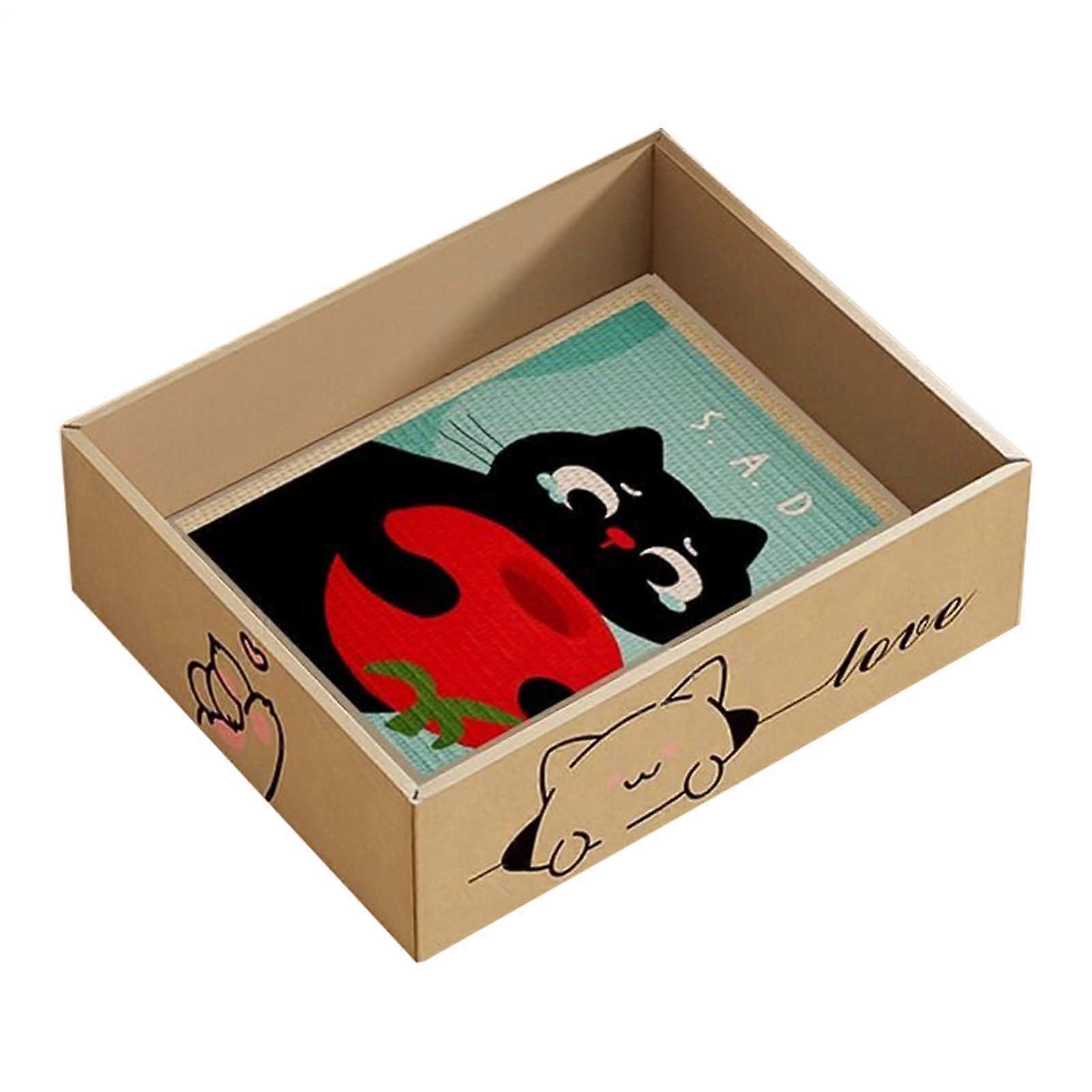 Paper Box Style Cat Scratching Board Corrugated Cardboard Scratcher Pet Claw Training Pad Boredom Relief 38x32x13cm