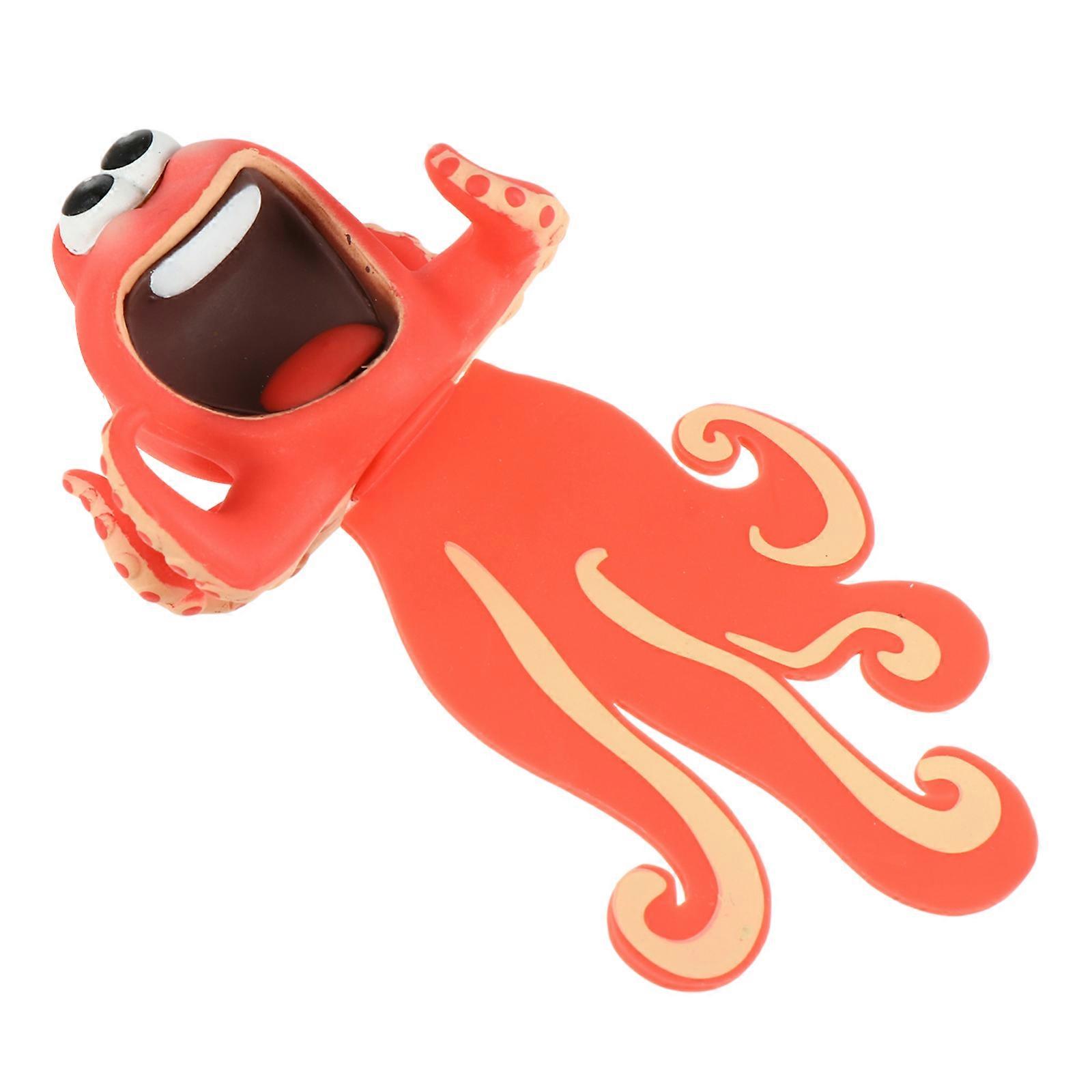 3D Animal Bookmark Cute Wacky Page Marker 3D Octopus Shape Red Pvc Material 1Set