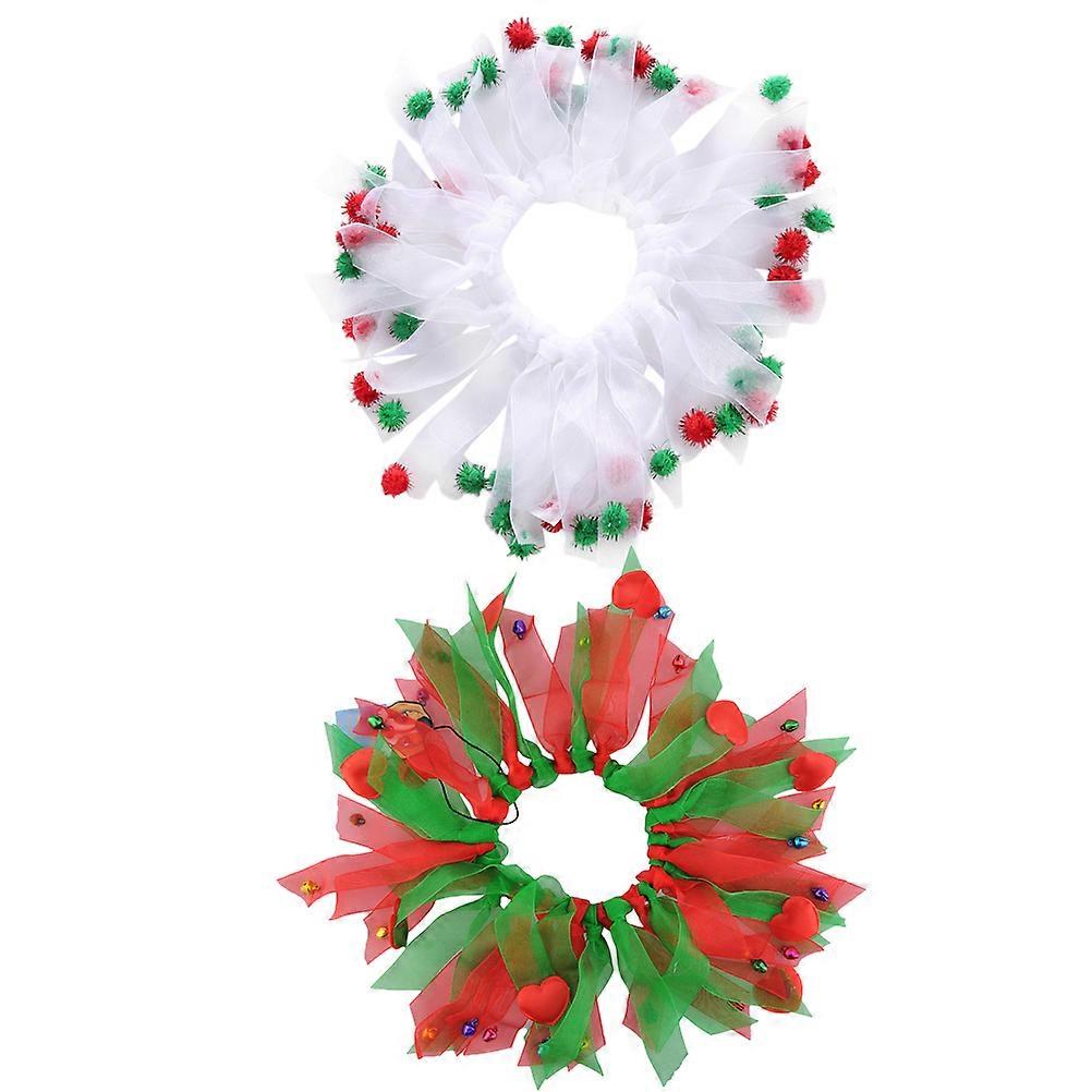 Christmas Collars for Dogs Decorative 4Pcs Polyester Pet Collar Assorted Color