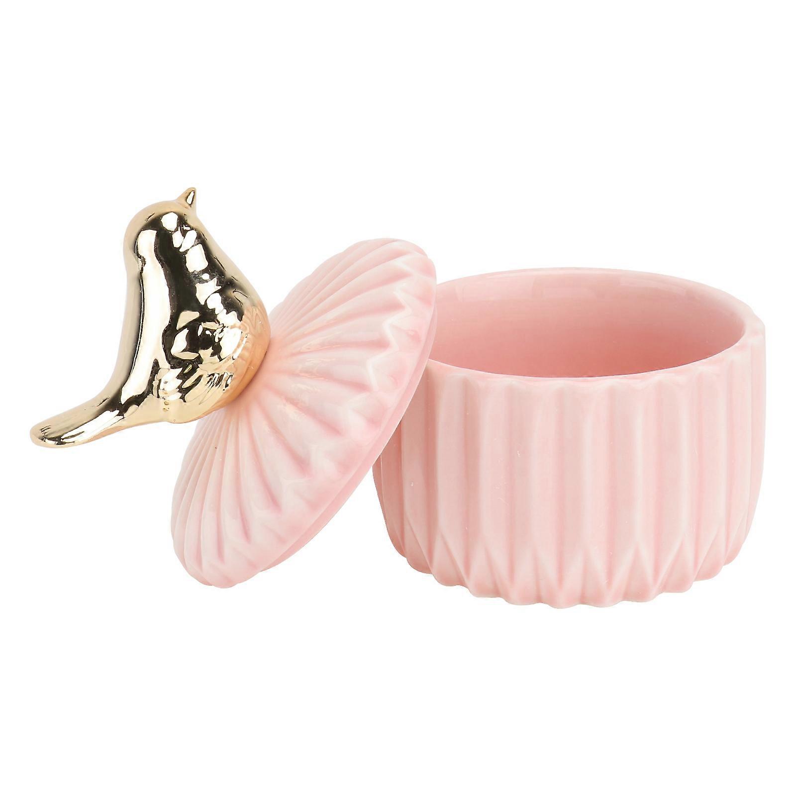 Ceramic Jewelry Organizer for Storage Use 3Pcs Pink Creative Boxes