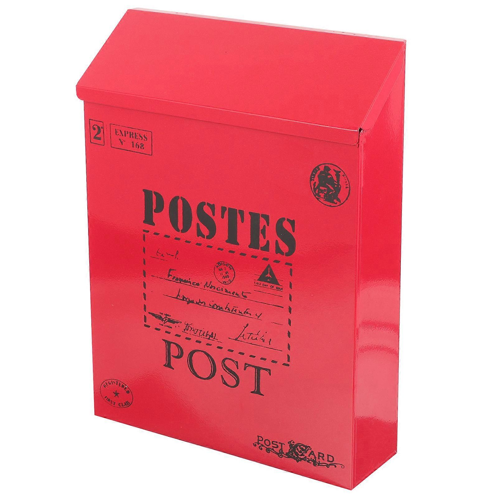 Wall Mount Mailbox Lockable Mail Storage for Garden Accessory Red American Style 1Set