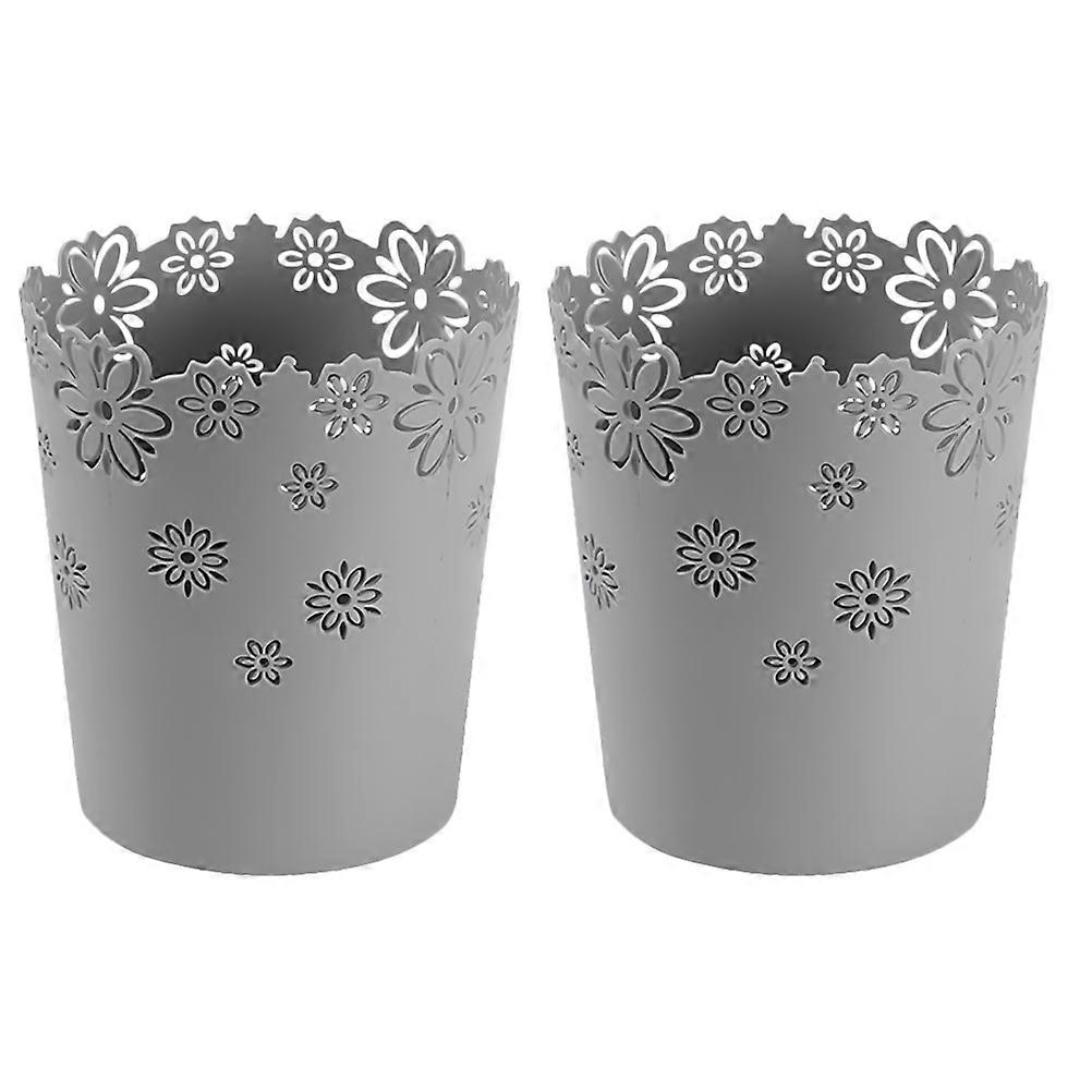 Desktop Trash Can Small Wastebasket Household Use Rectangular Shape Grey Color 2Pcs